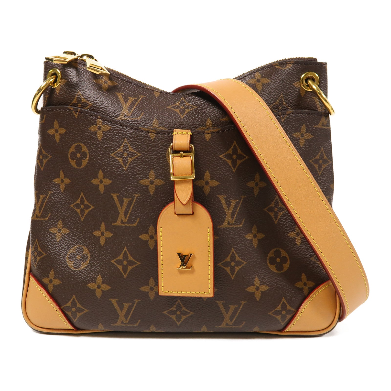 LOUIS VUITTON Monogram Odeon金扣手挽袋棕色