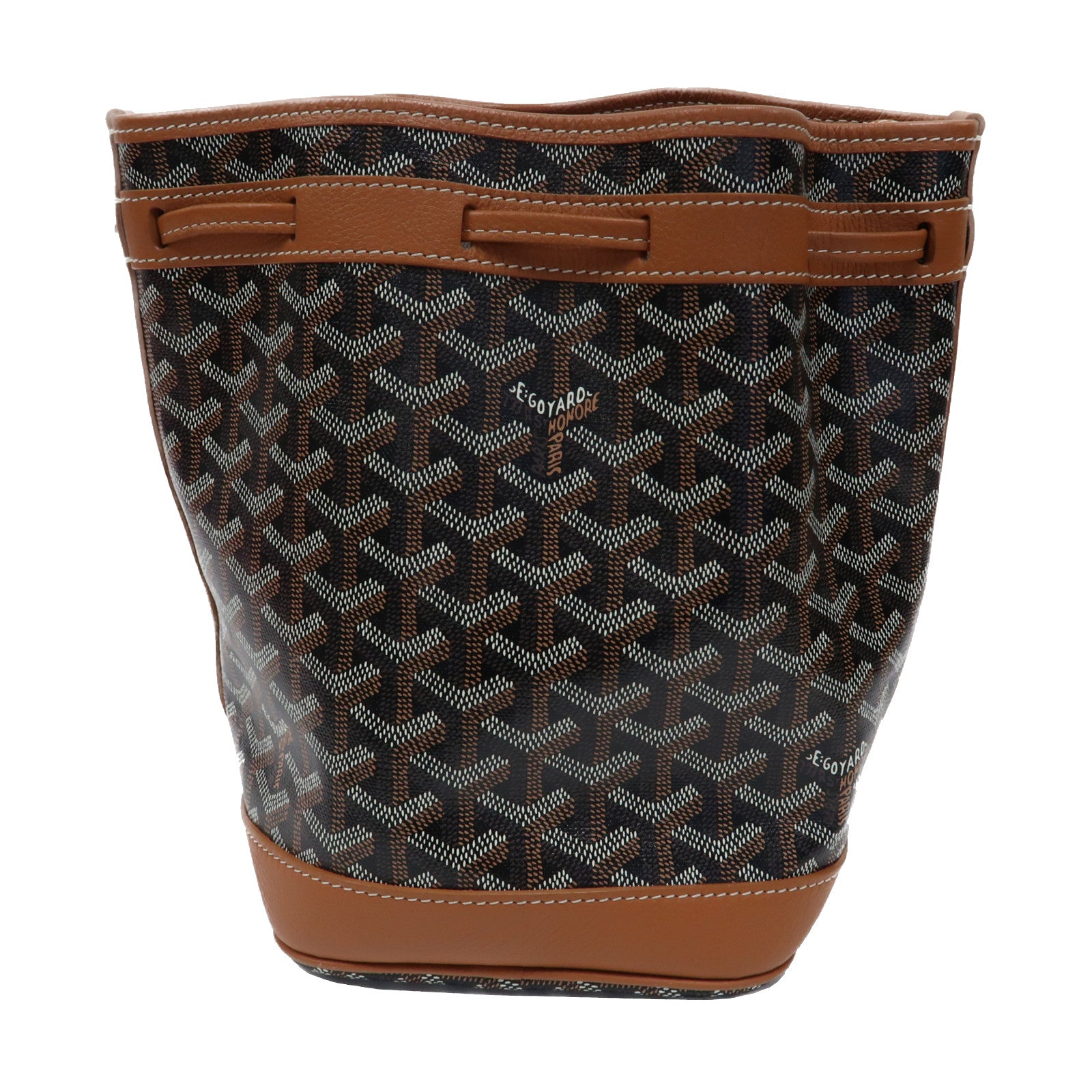 GOYARD 塗層帆布Petit Flot Bucket銀扣肩背袋黑色/啡色