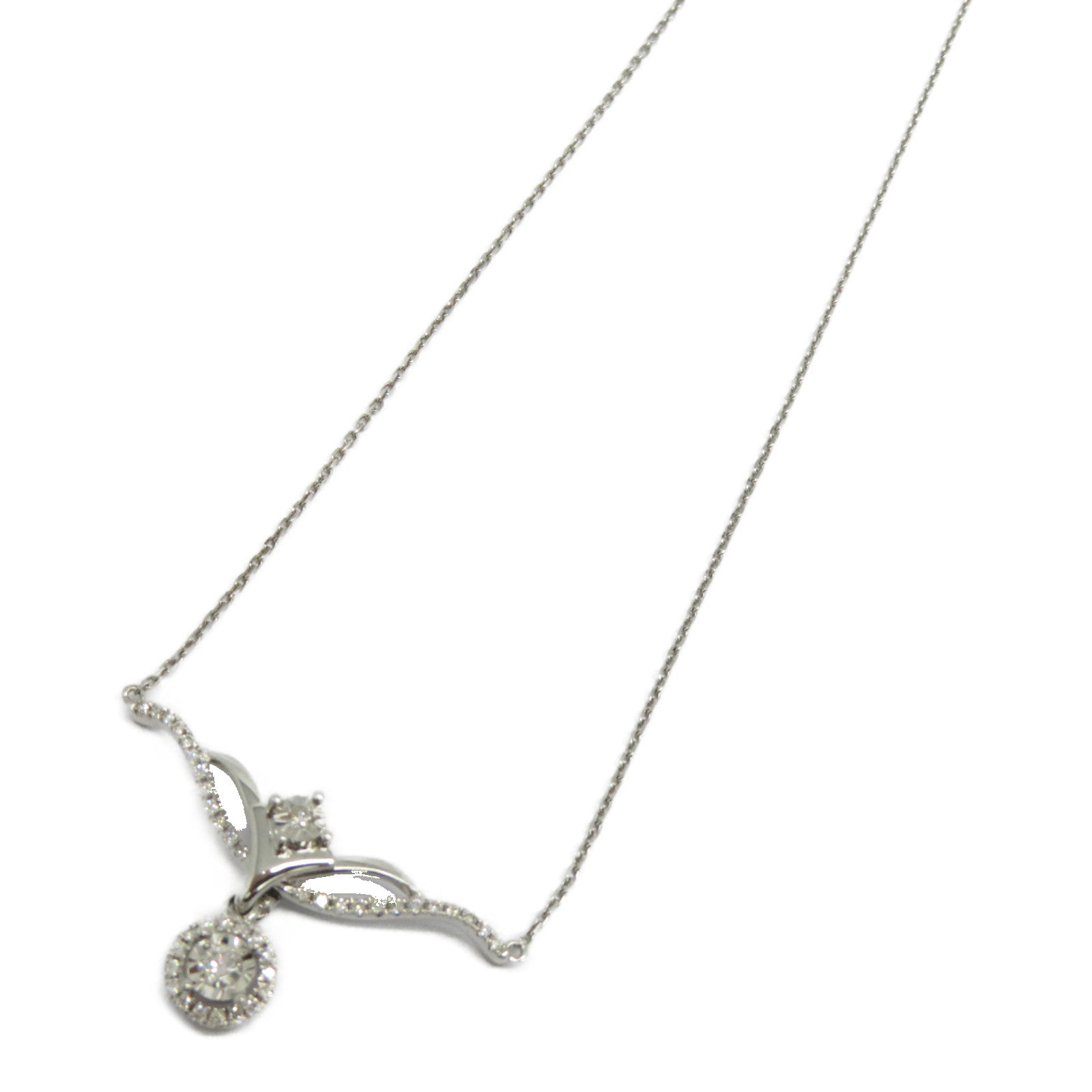 JEWELRY 【激減優惠】18K白金Diamond Necklace 0.143ct/0.08ct鑽石項鍊
