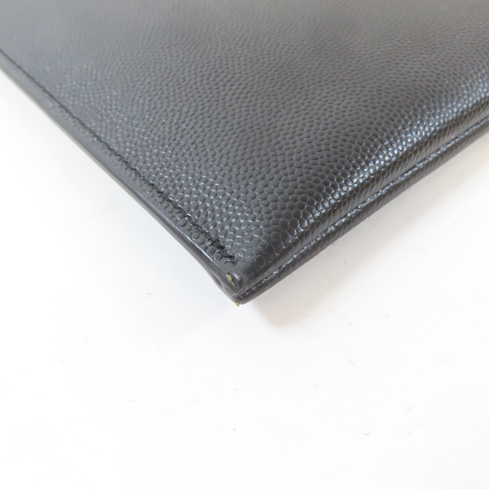 SAINT LAURENT 皮革Clutch Bag銀扣手拿包黑色