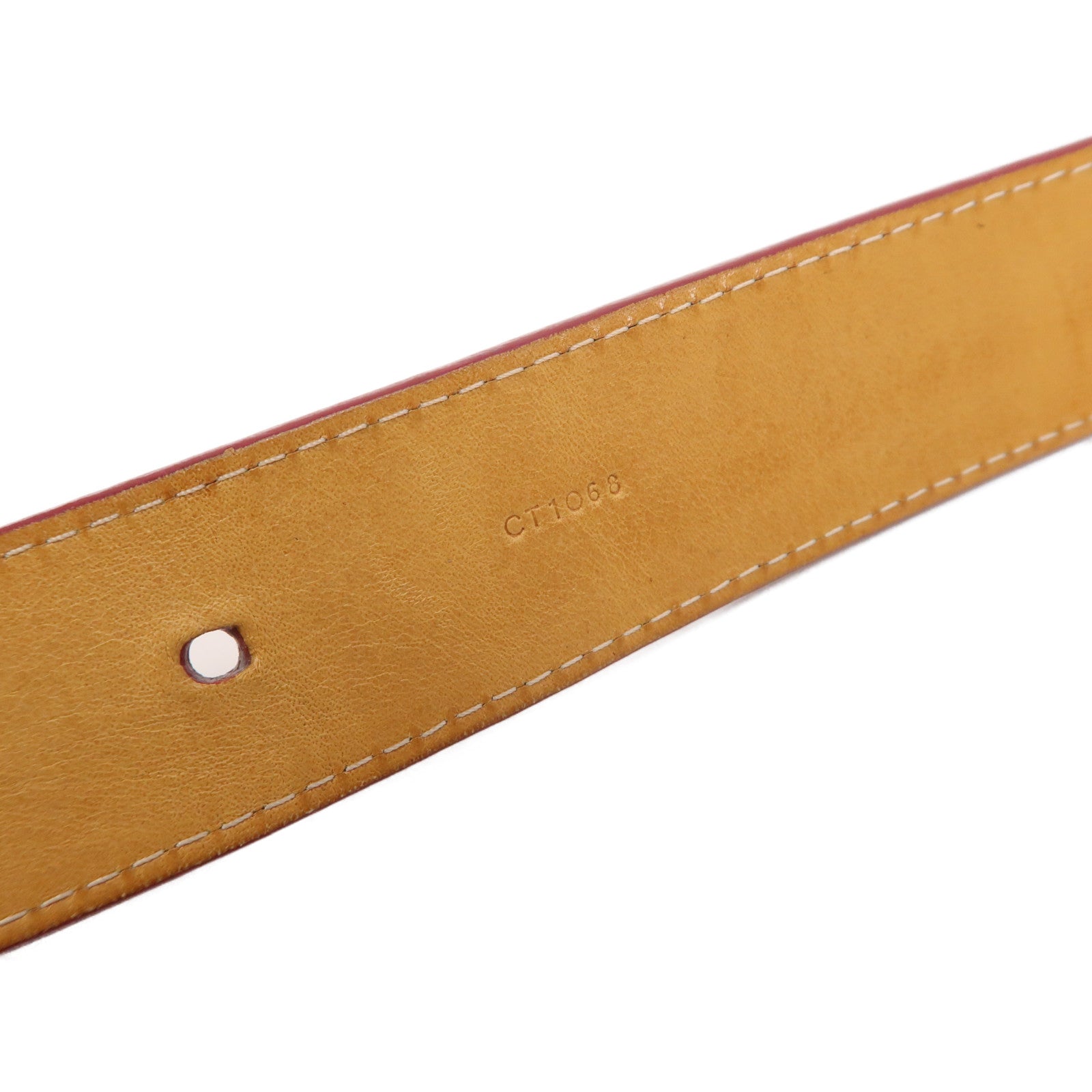 LOUIS VUITTON Vernis Belt金扣皮帶紅色