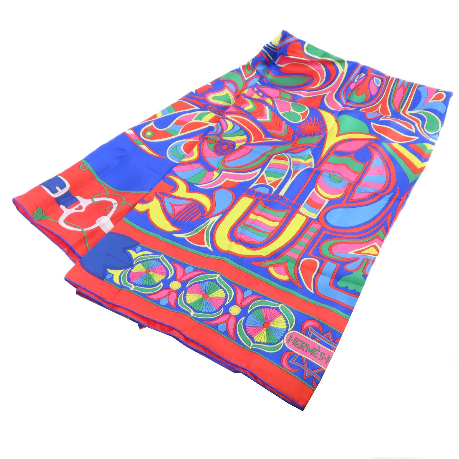 HERMES 絲質Scarf絲巾紅色/藍色/彩色
