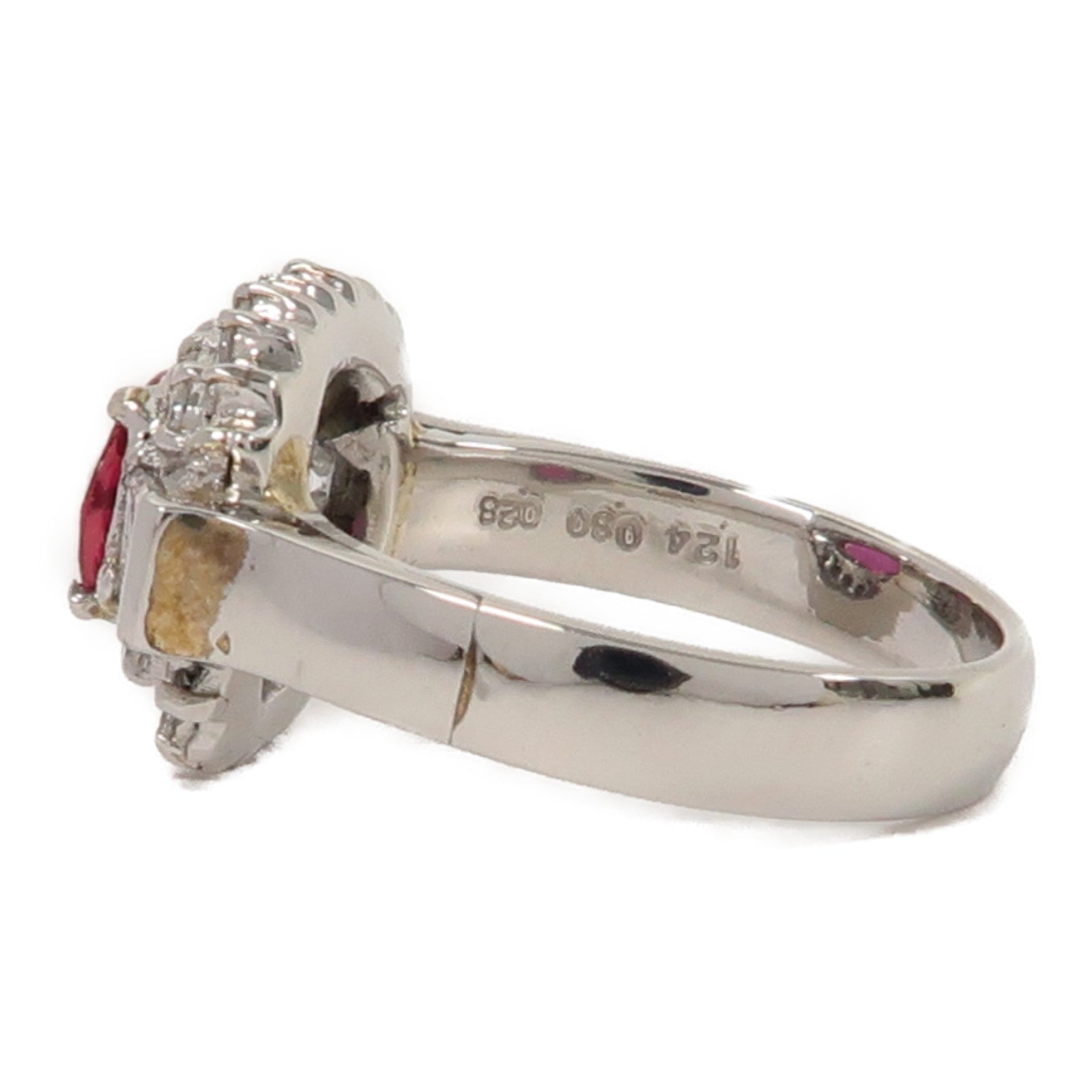 JEWELRY 【激減優惠】PT900鉑金Ring1.24ct紅寶石/0.30ct鑽石戒指US#6