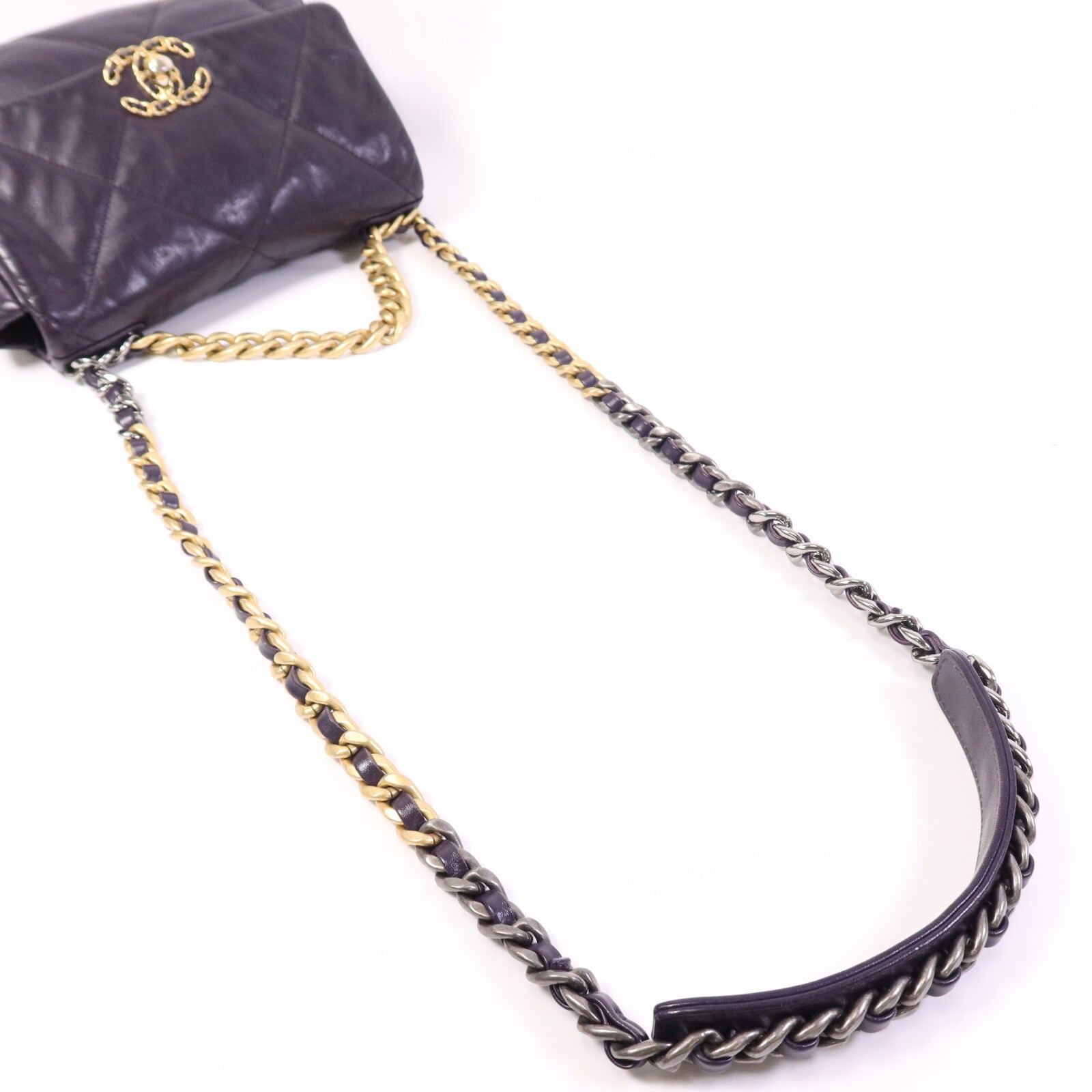 CHANEL 【激減優惠】牛皮皮革Chanel 19 Small金扣鏈帶手挽肩背兩用袋