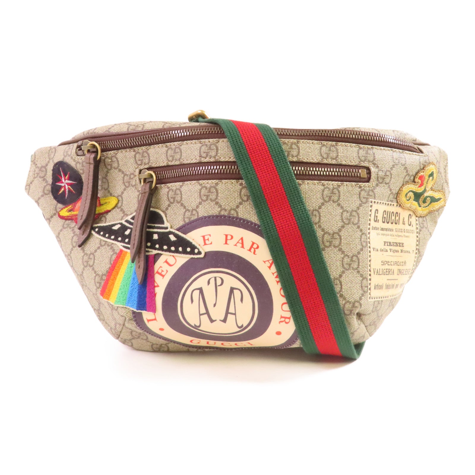 GUCCI 塗層帆布Waist Bag金扣腰包灰色