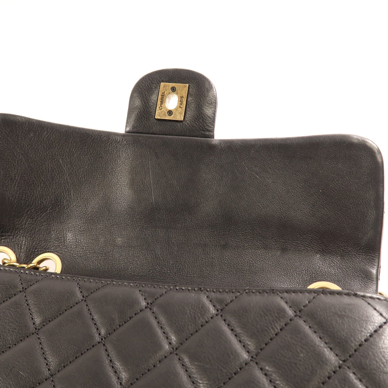 CHANEL 牛皮皮革Chain Shoulder金扣鏈帶肩背袋