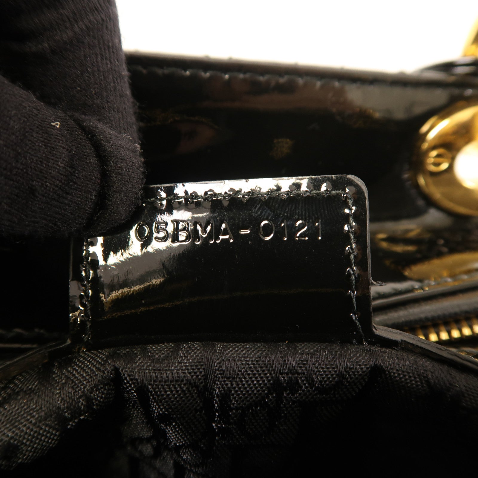 Dior 漆皮皮革Lady Dior Tote金扣手挽肩背兩用袋黑色