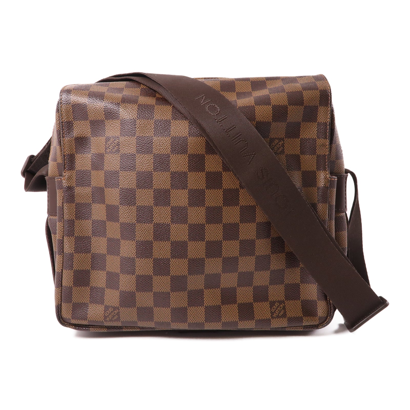LOUIS VUITTON Damier Naviglio金扣肩背袋棕色