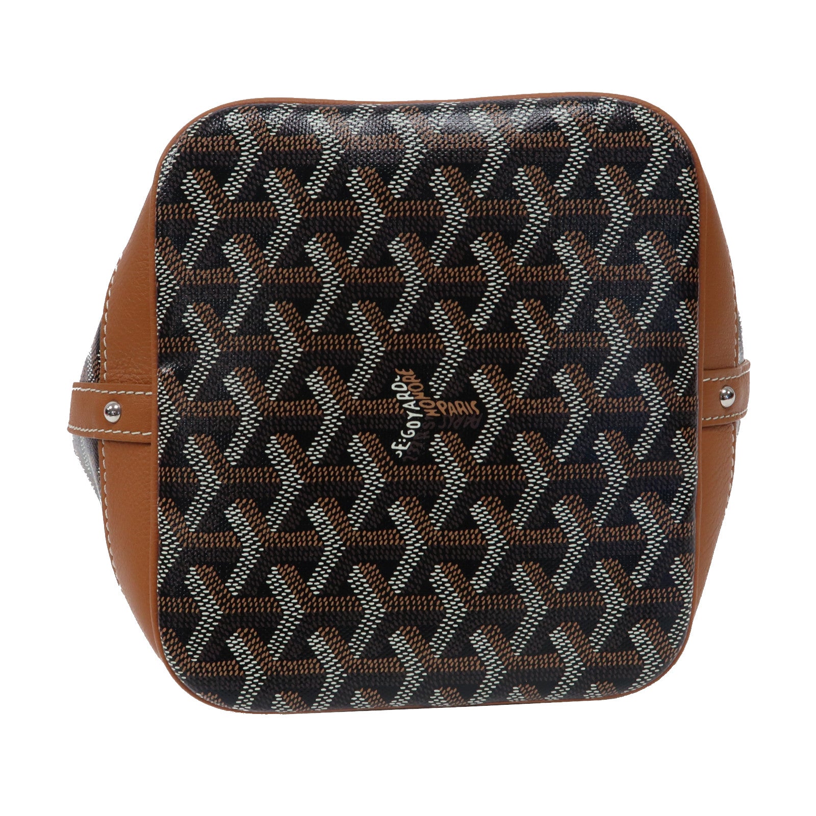 GOYARD 塗層帆布Petit Flot Bucket銀扣肩背袋黑色/啡色