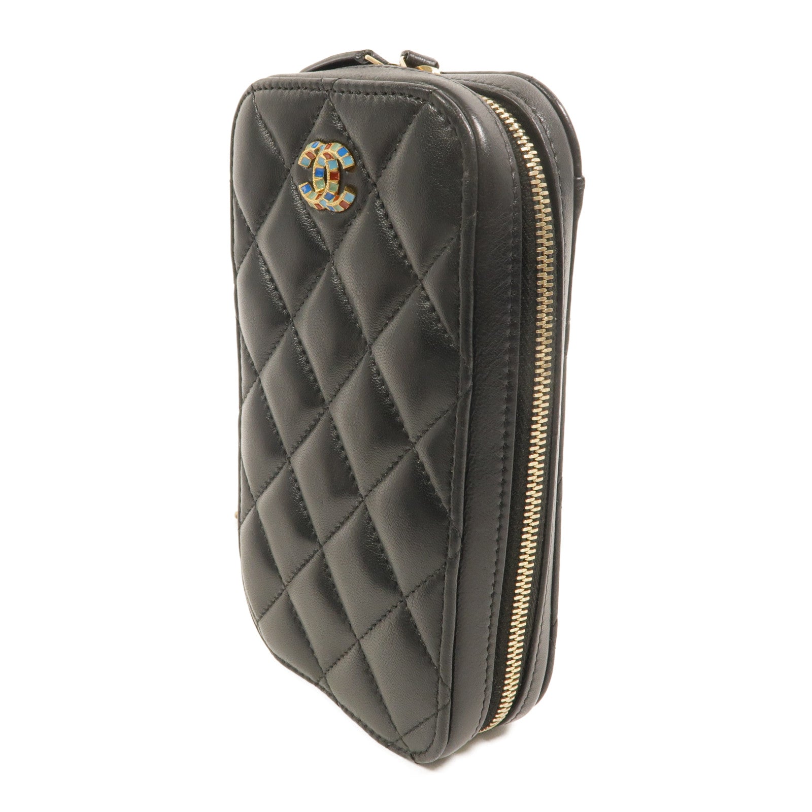 CHANEL 羊皮皮革Phone Bag鏈帶肩背袋