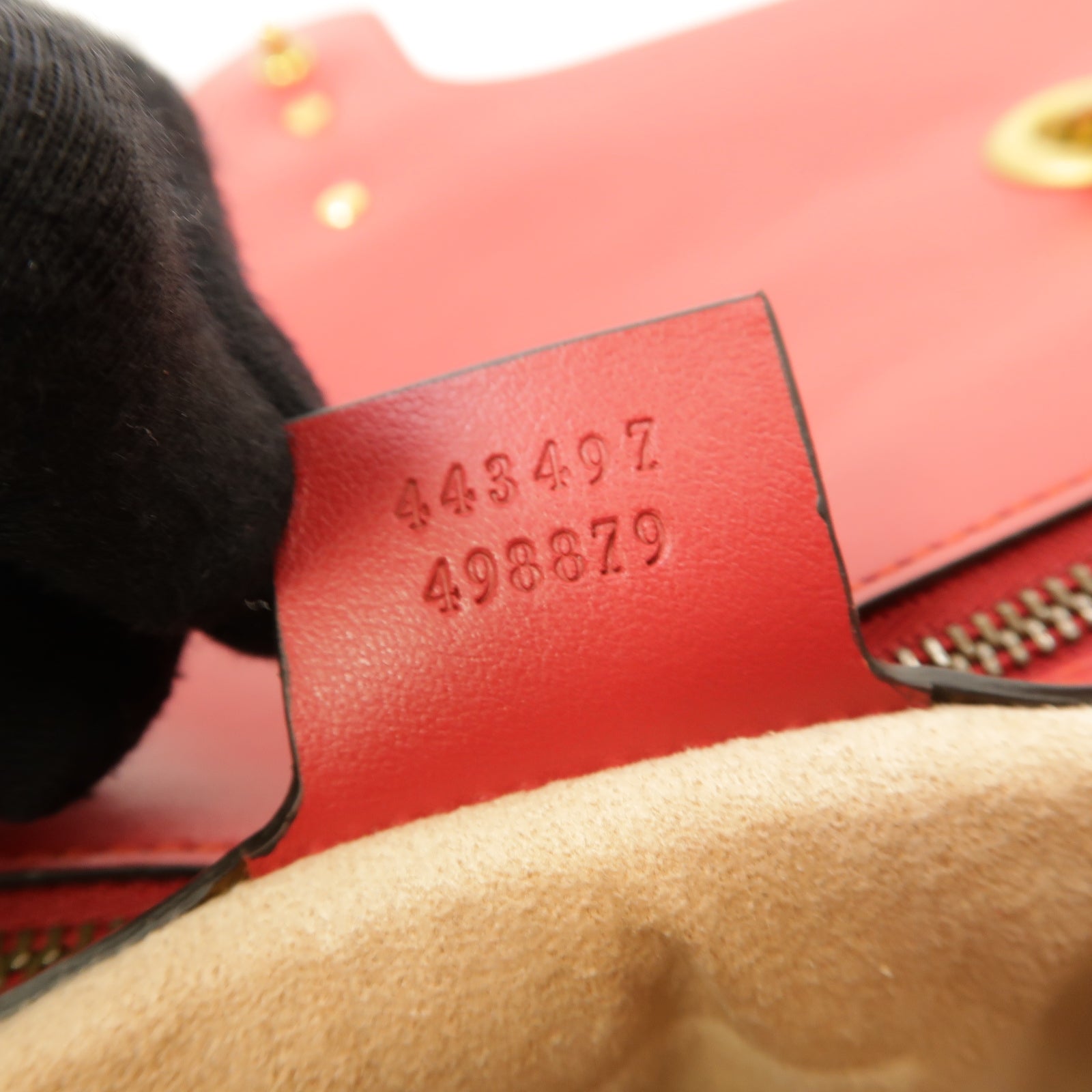 GUCCI 【激減優惠】牛皮皮革GG Marmont金扣鏈帶肩背袋紅色