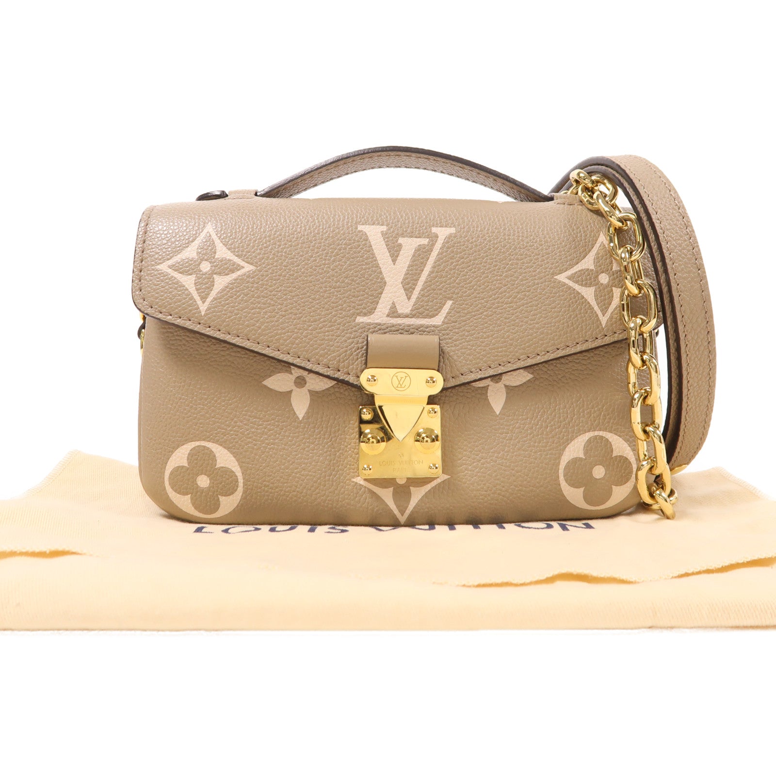 LOUIS VUITTON Monogram Empreinte Pochette Métis East West金扣手挽肩背兩用袋