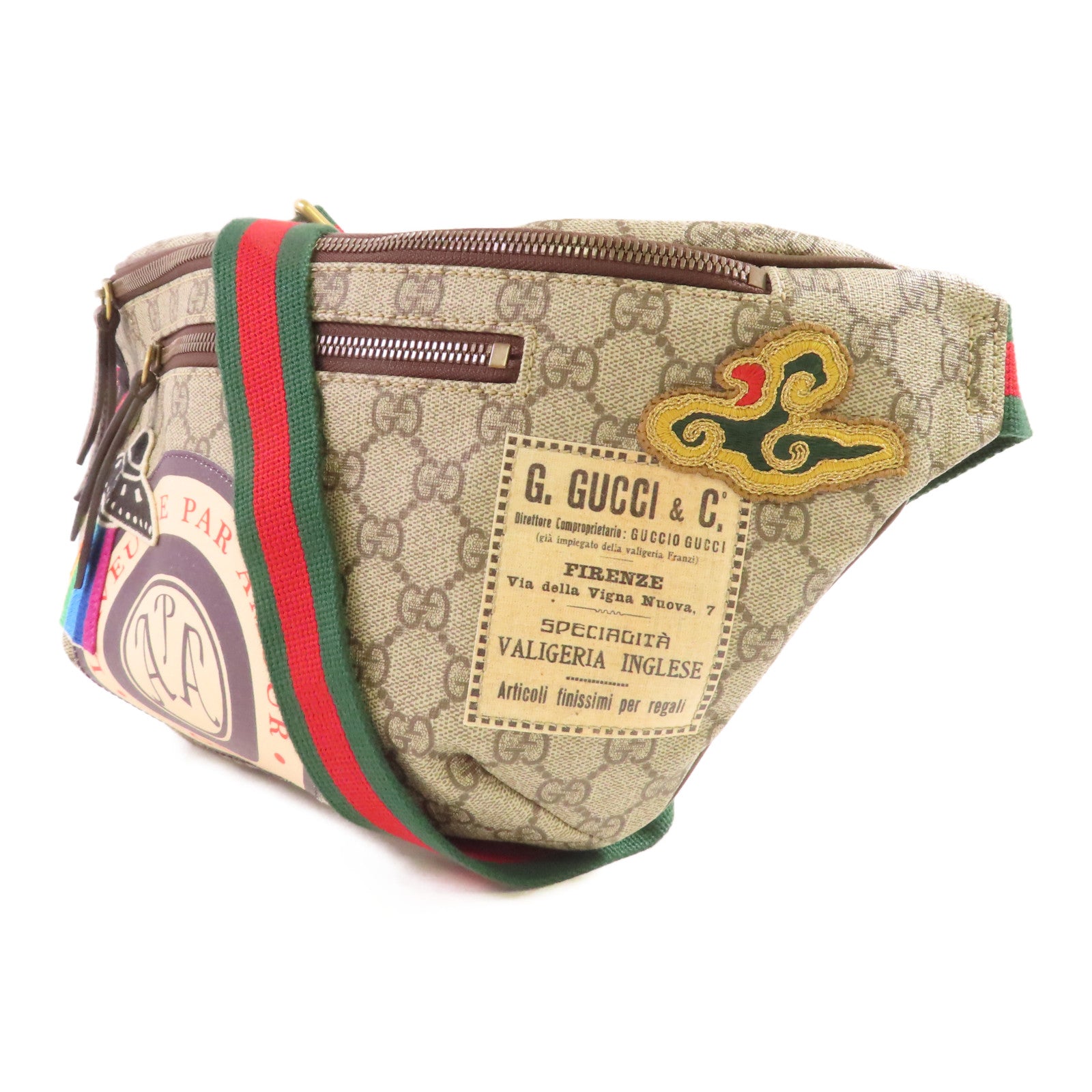 GUCCI 塗層帆布Waist Bag金扣腰包灰色