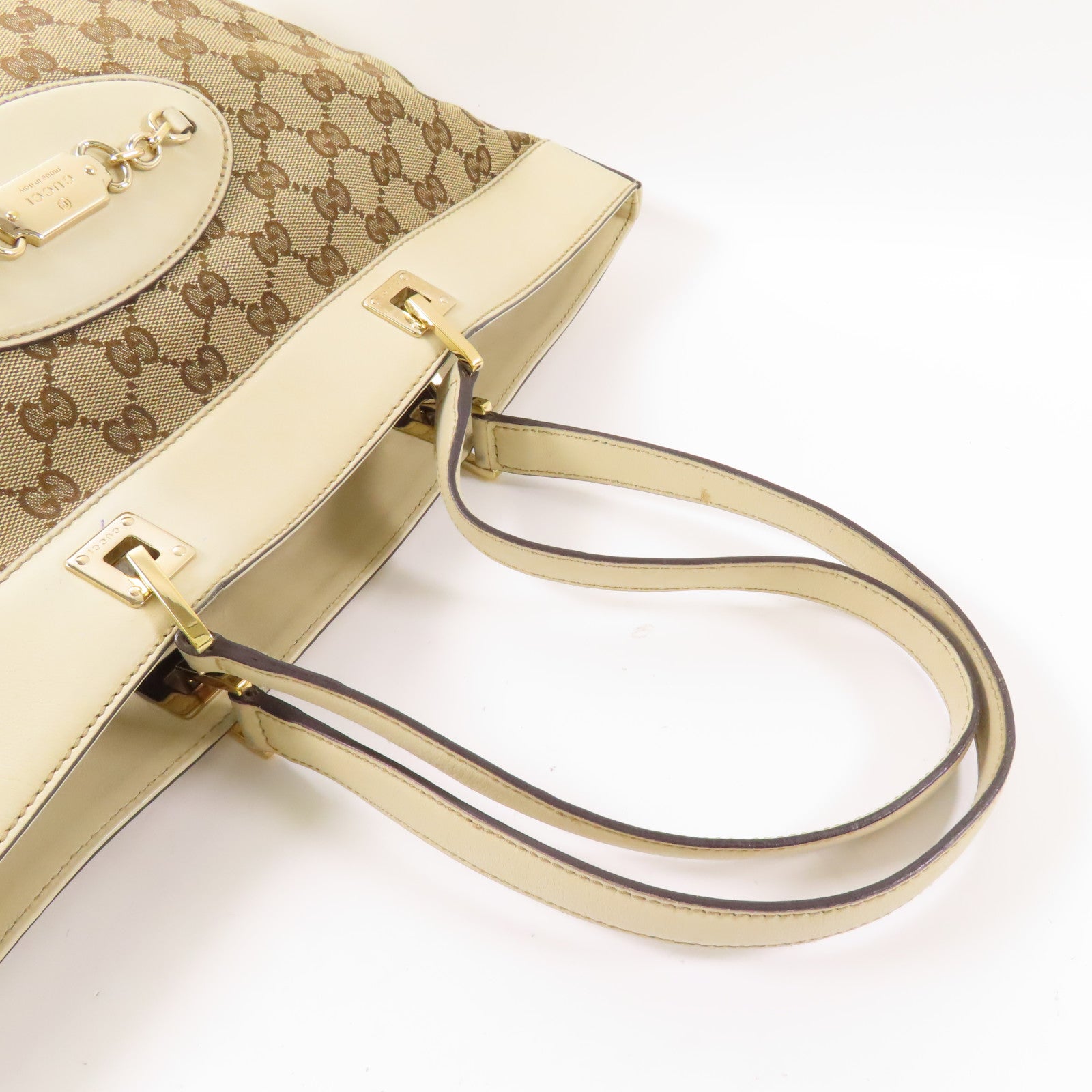 GUCCI 帆布/皮革Shoulder Bag金扣肩背袋