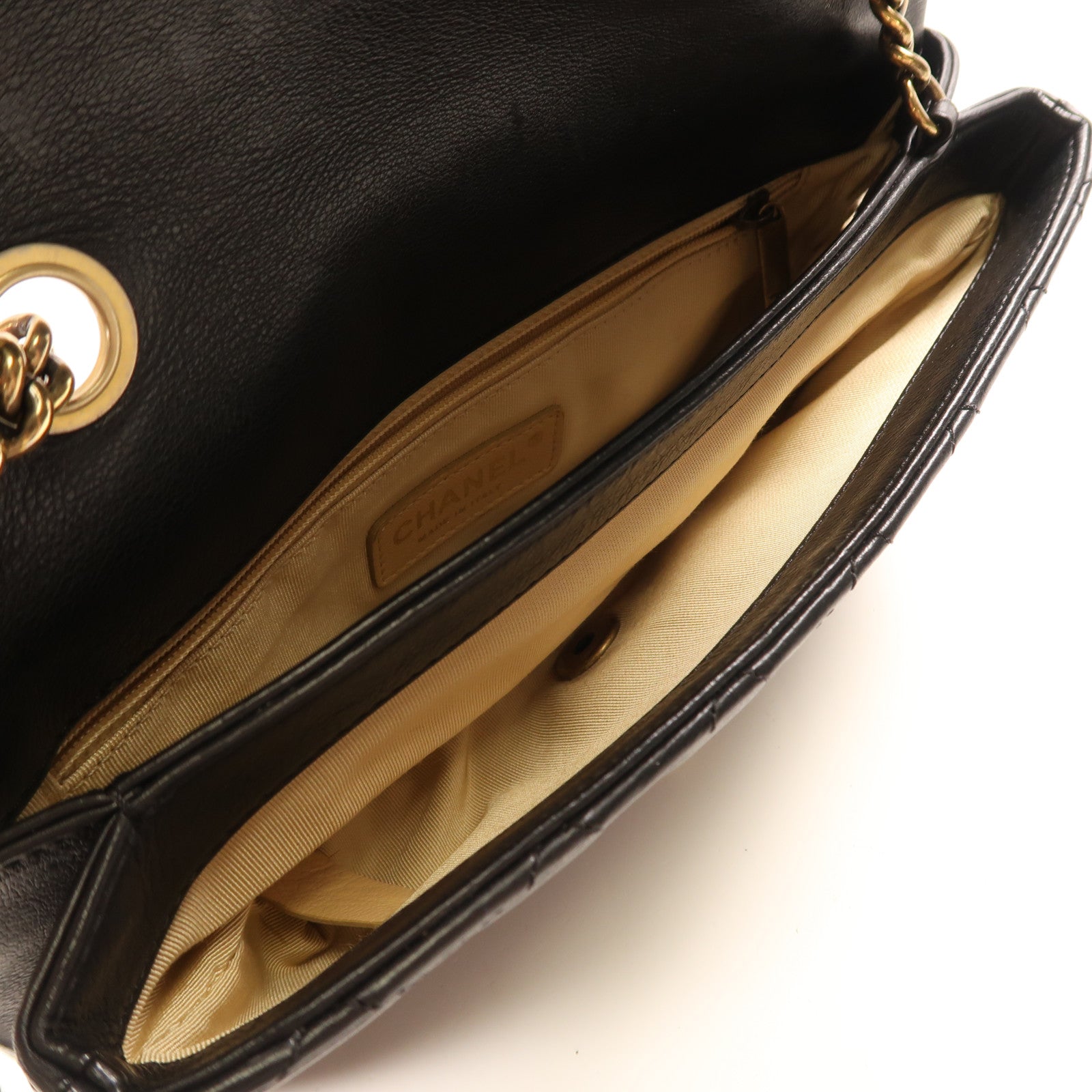 CHANEL 牛皮皮革Chain Shoulder金扣鏈帶肩背袋