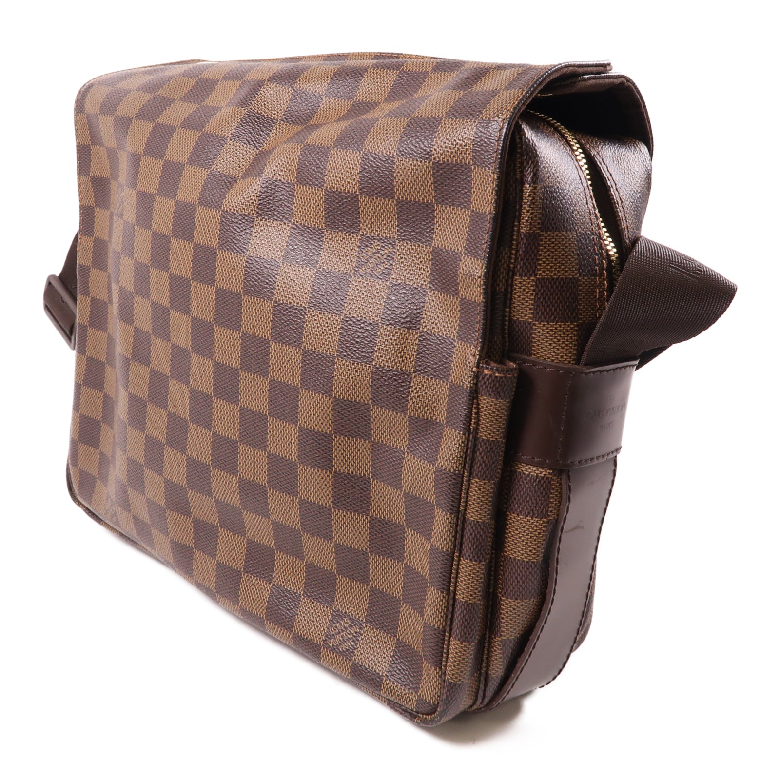 LOUIS VUITTON Damier Naviglio金扣肩背袋棕色
