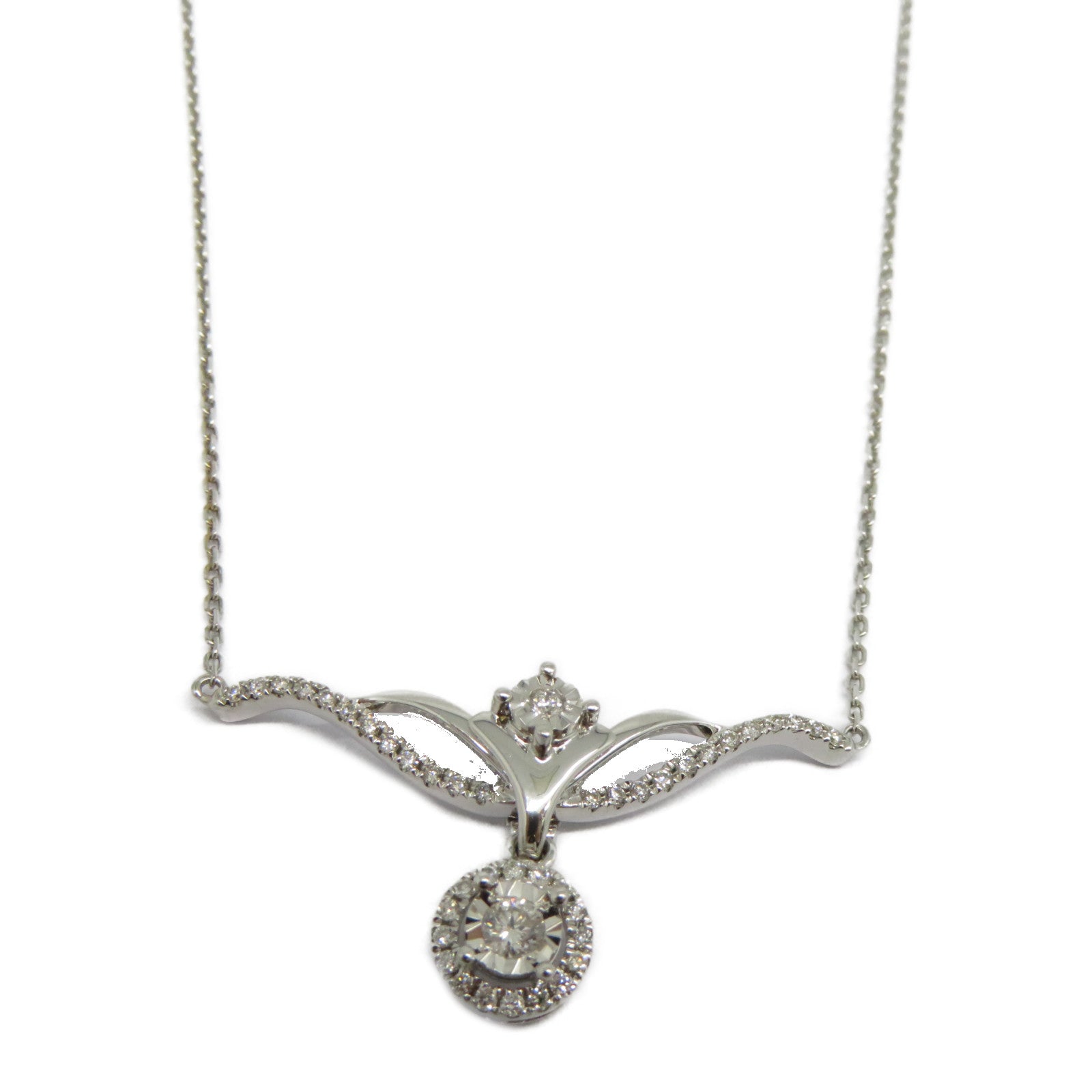 JEWELRY 【激減優惠】18K白金Diamond Necklace 0.143ct/0.08ct鑽石項鍊