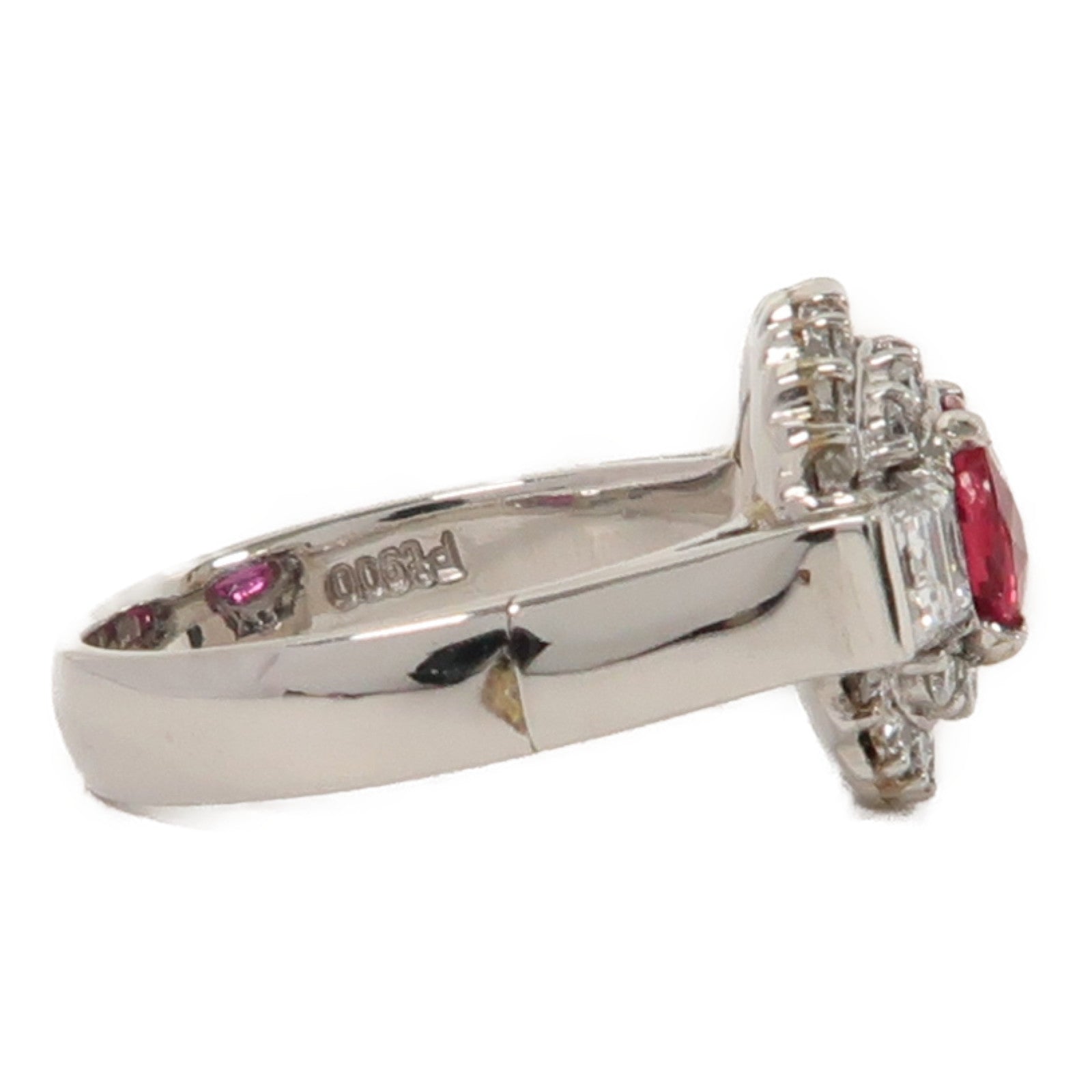 JEWELRY 【激減優惠】PT900鉑金Ring1.24ct紅寶石/0.30ct鑽石戒指US#6