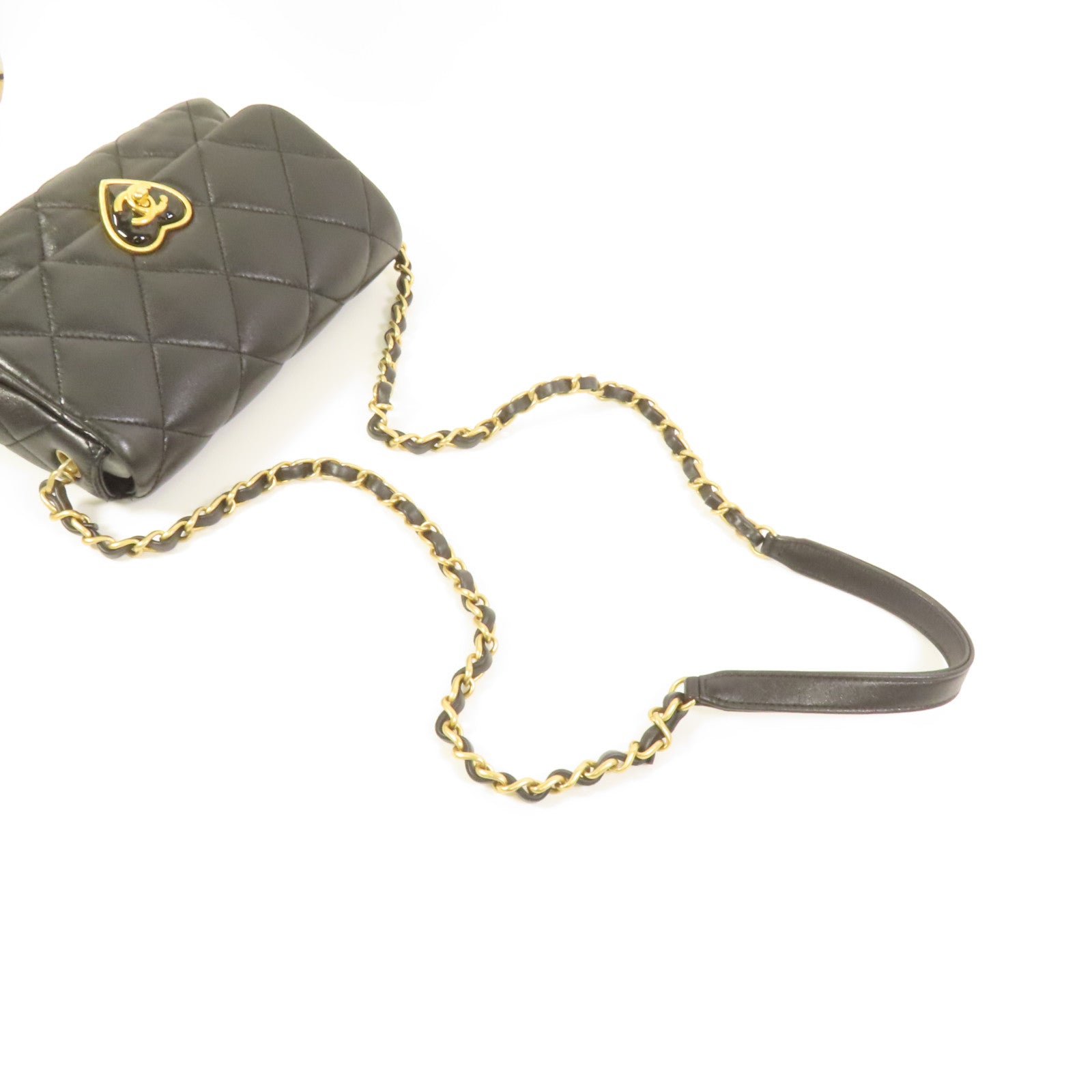 CHANEL 羊皮皮革Chain Shoulder金扣鏈帶肩背袋