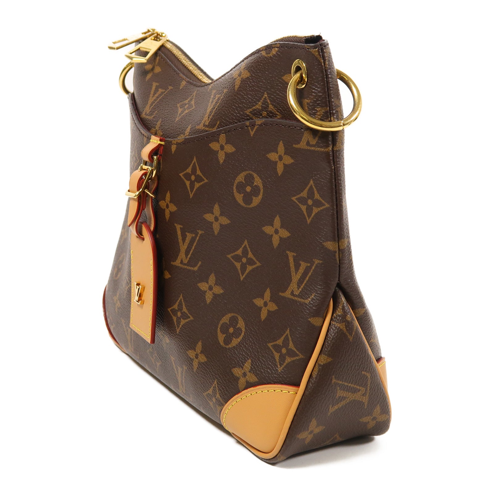 LOUIS VUITTON Monogram Odeon金扣手挽袋棕色