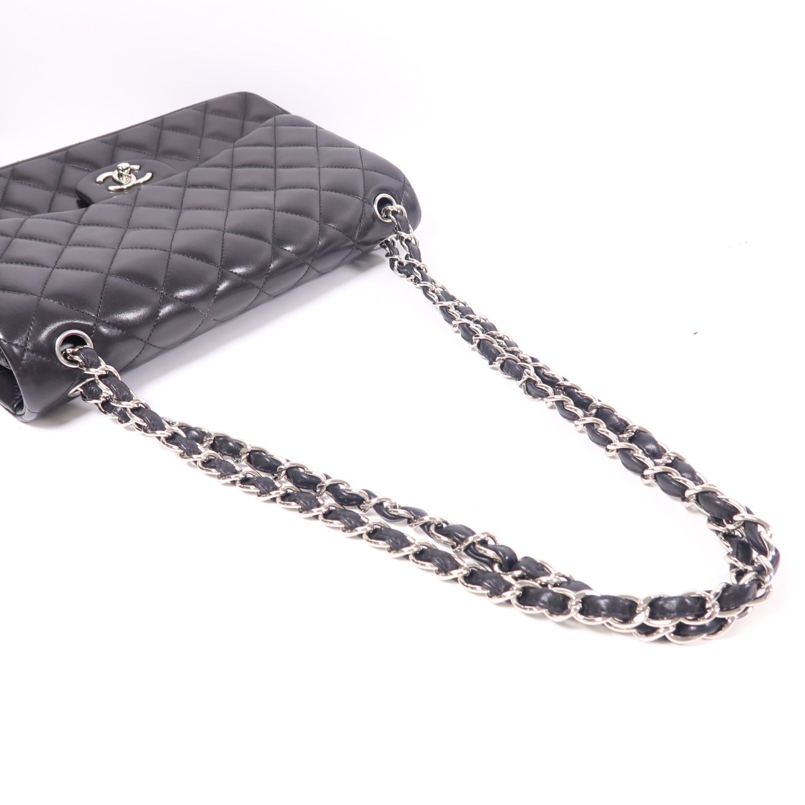 CHANEL CC SHW Large Classic Chain Shoulder Bag Lambskin Leather Black