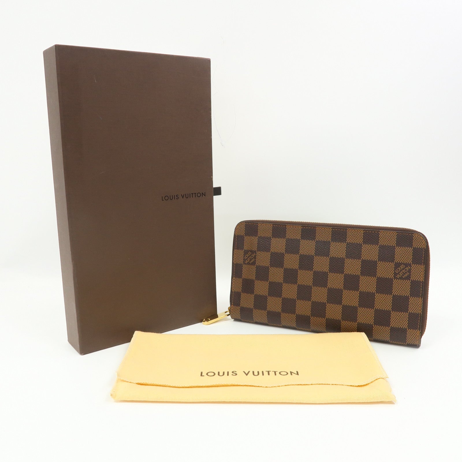 LOUIS VUITTON Damier Zippy Organizer金扣拉鍊長錢包啡色