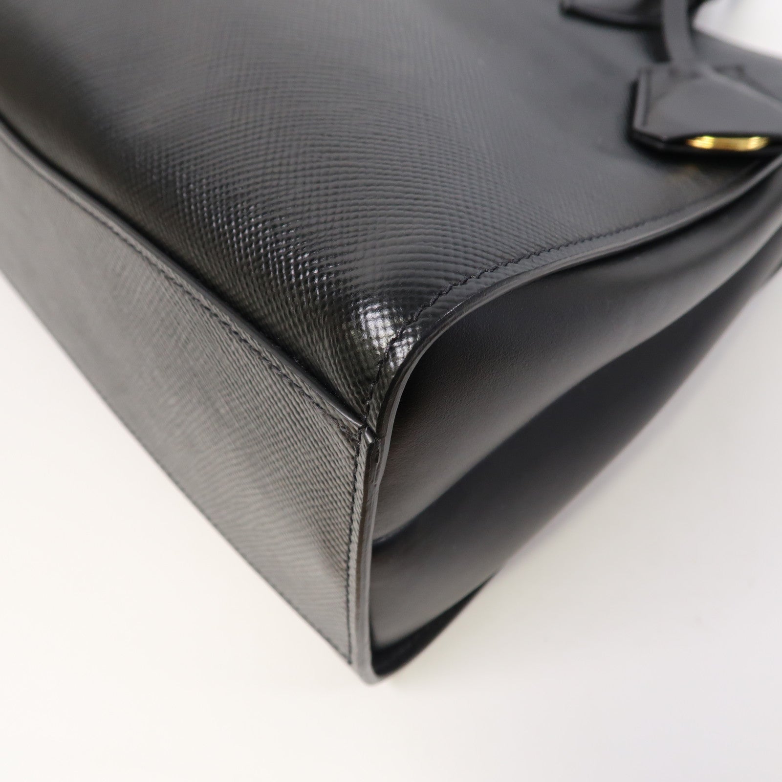 PRADA 牛皮皮革Shoulder Bag金扣手挽肩背兩用袋黑色
