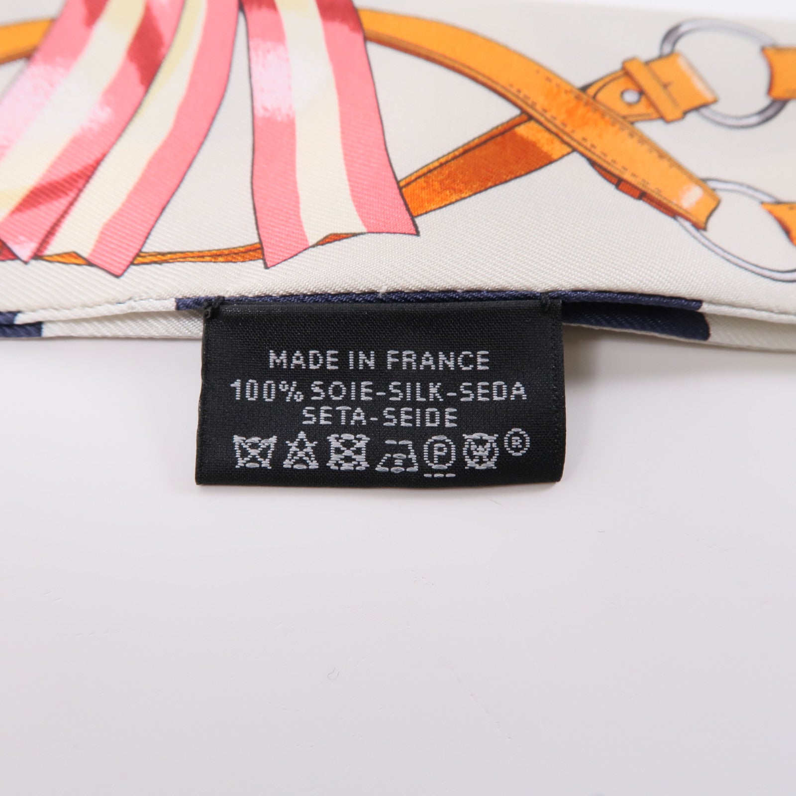 HERMES Twilly Scarf Scarves Silk Navy White Beige Orange