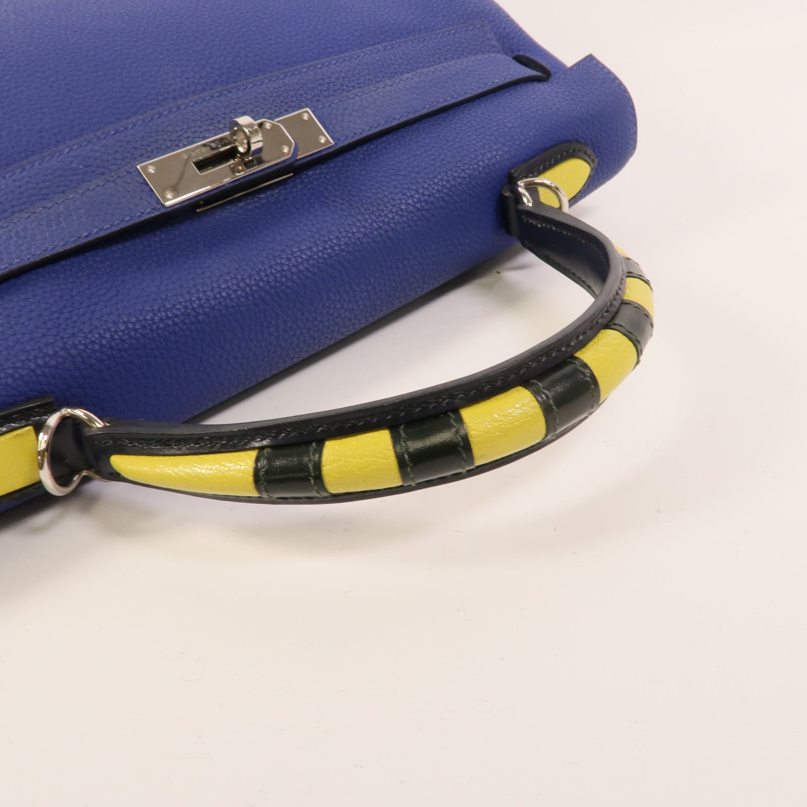 HERMES Togo皮革Kelly 32手挽肩背兩用袋Blue Electrique