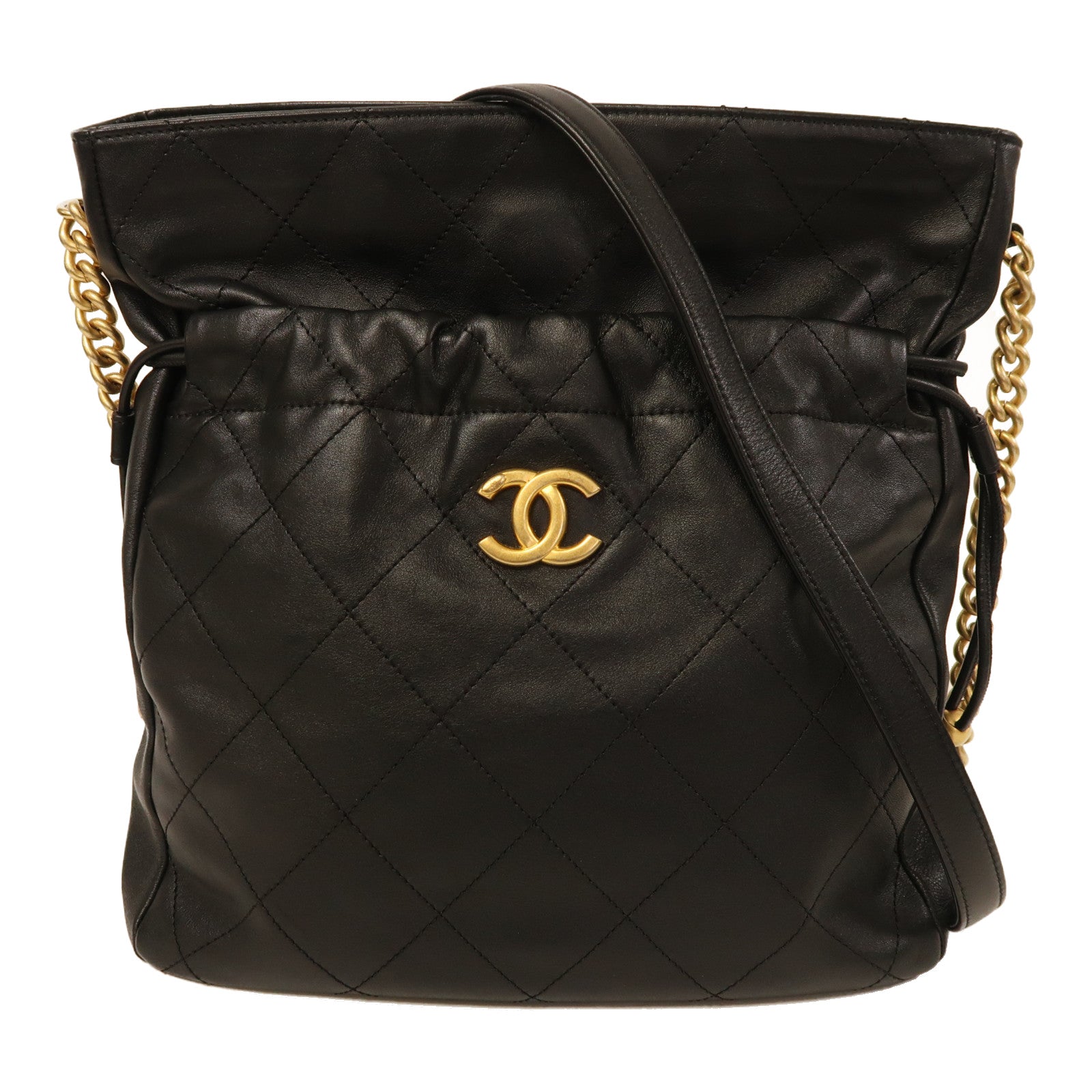 CHANEL 牛皮皮革Shoulder Bag金扣肩背袋黑色