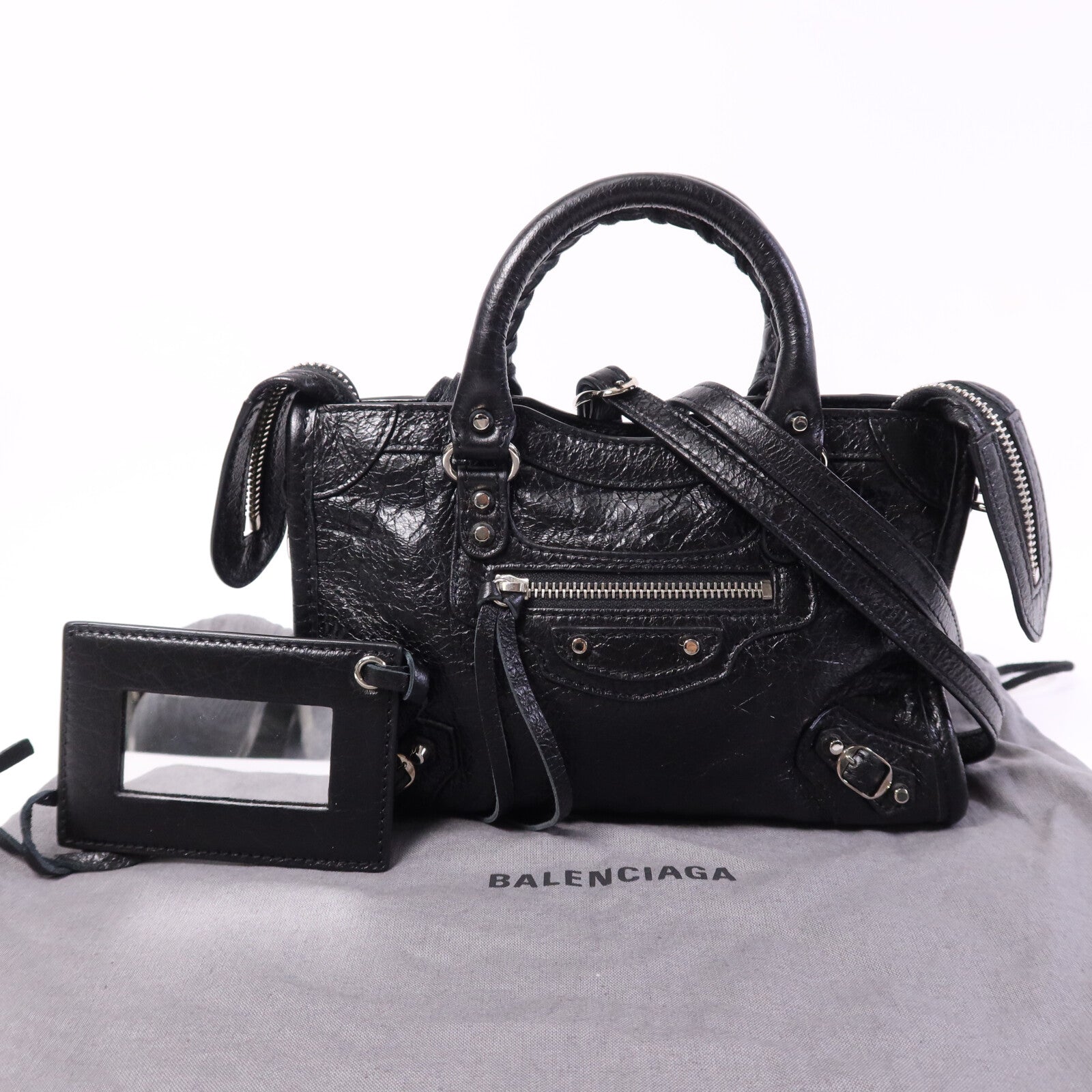 BALENCIAGA 羊皮皮革Nano City銀扣手挽肩背兩用袋