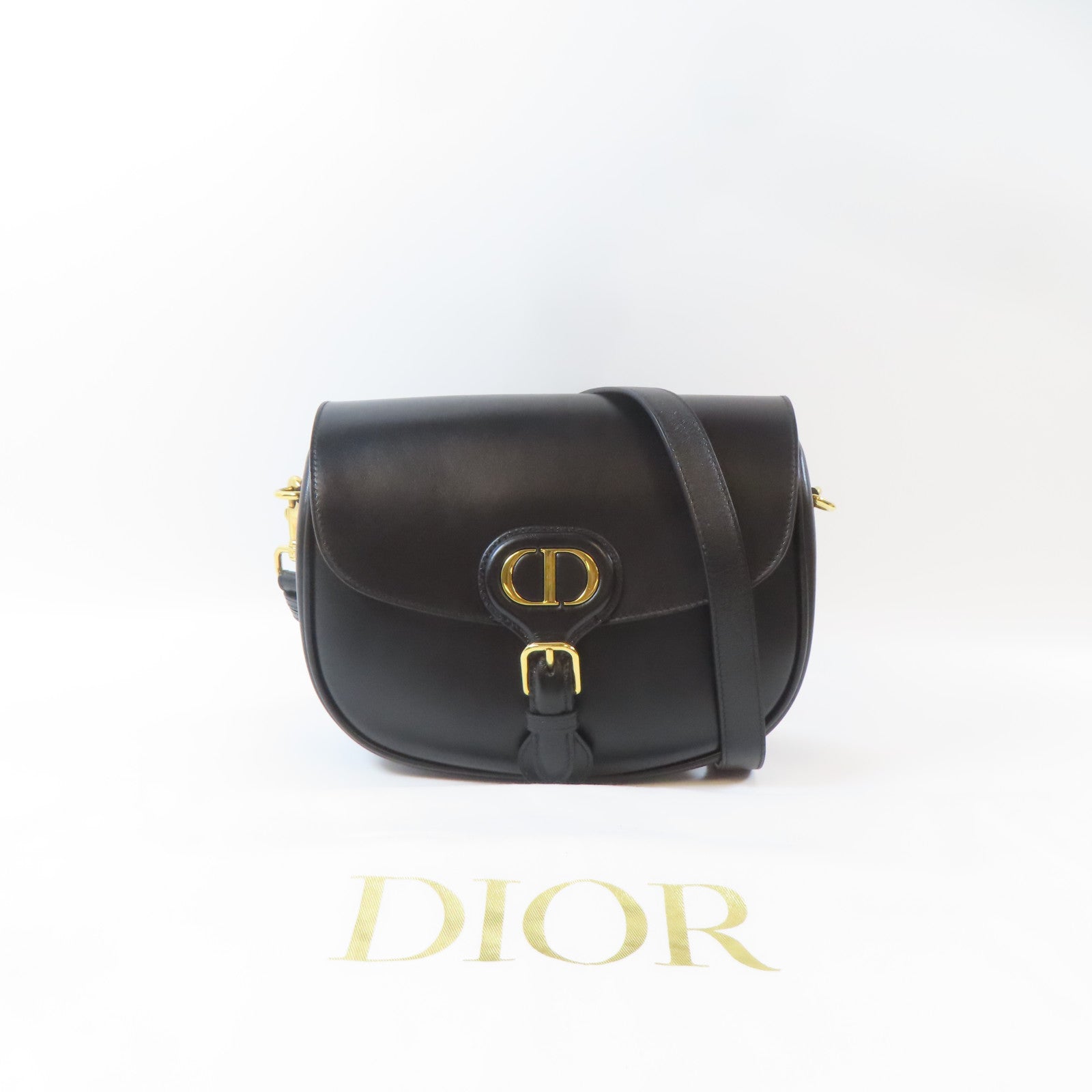 Dior 牛皮皮革Bobby金扣肩背袋黑色