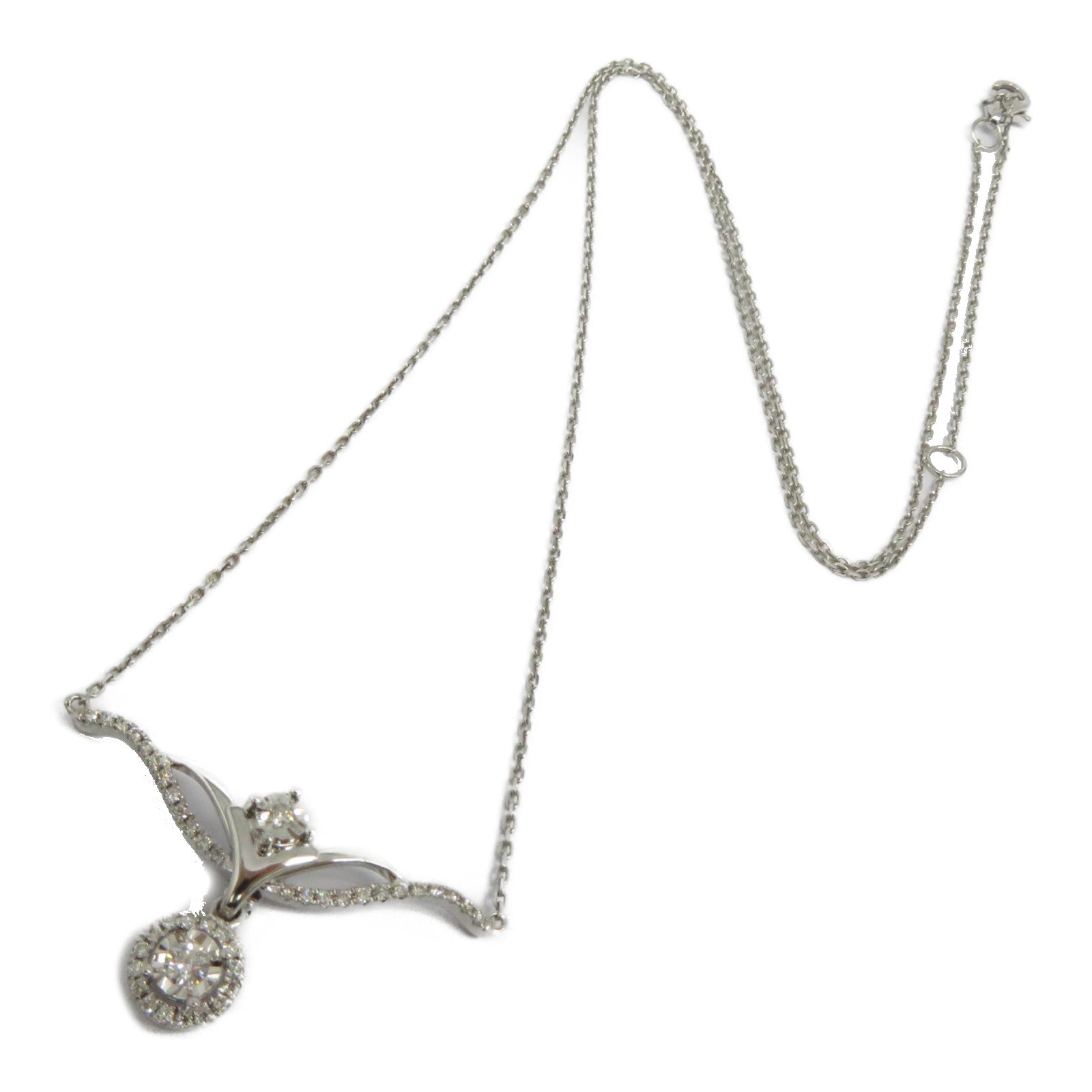 JEWELRY 【激減優惠】18K白金Diamond Necklace 0.143ct/0.08ct鑽石項鍊