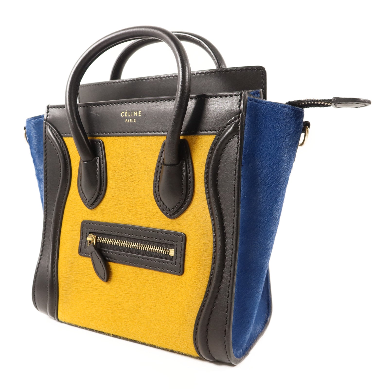 CELINE 牛皮皮革/馬毛Nano Luggage金扣手挽肩背兩用袋