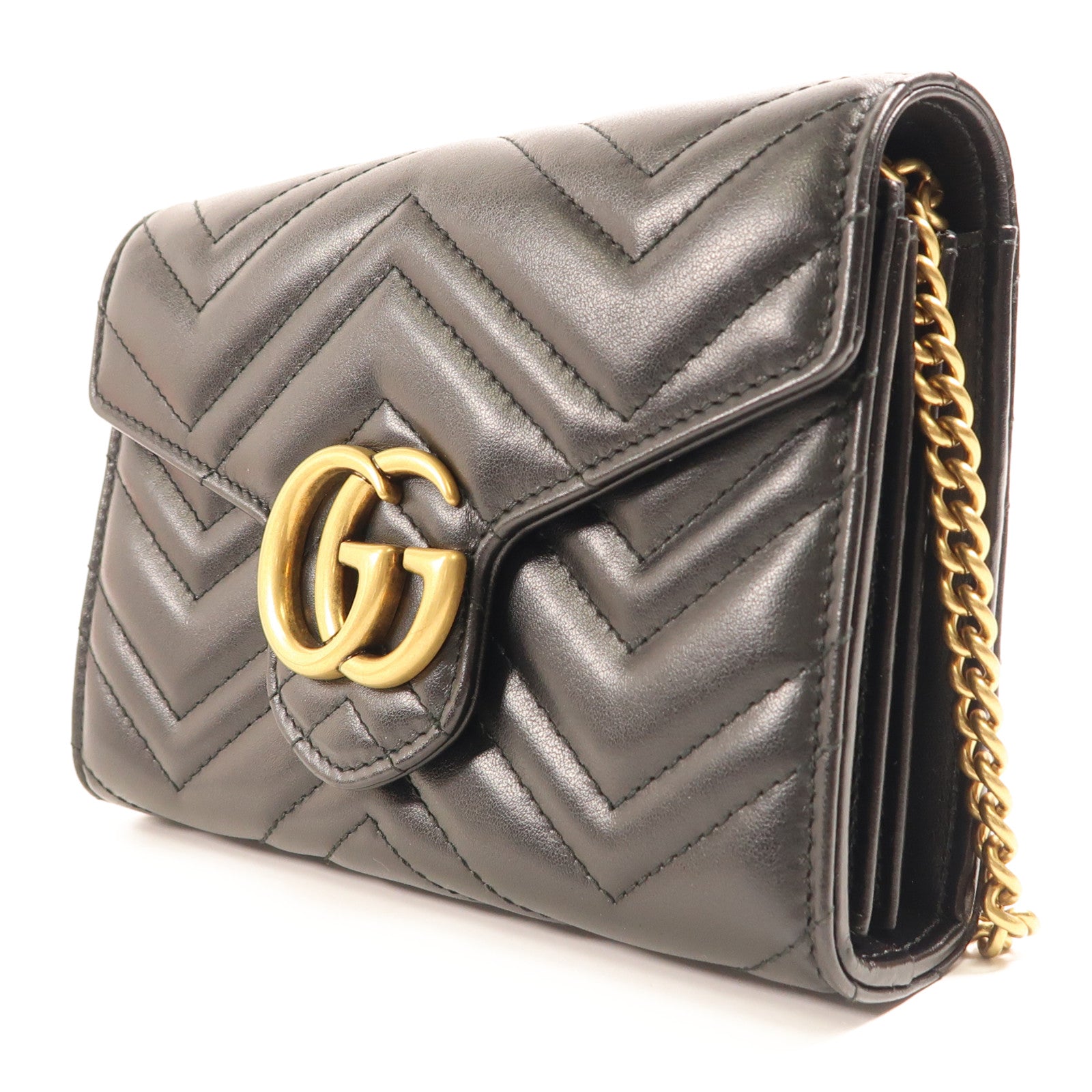 GUCCI 牛皮皮革GG Mormont金扣肩背袋