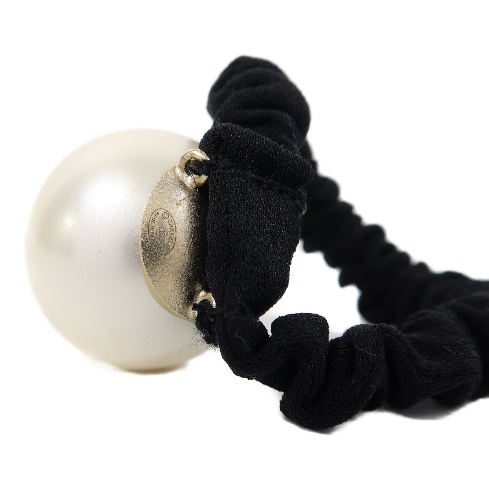 CHANEL PVC Pearl Hair Band髮飾黑色/白色