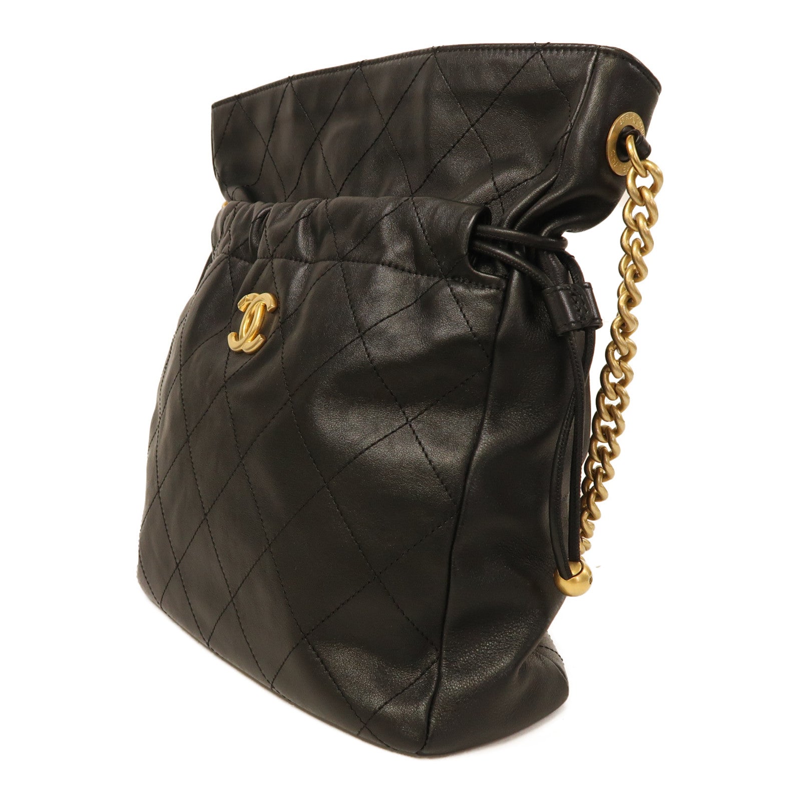 CHANEL 牛皮皮革Shoulder Bag金扣肩背袋黑色