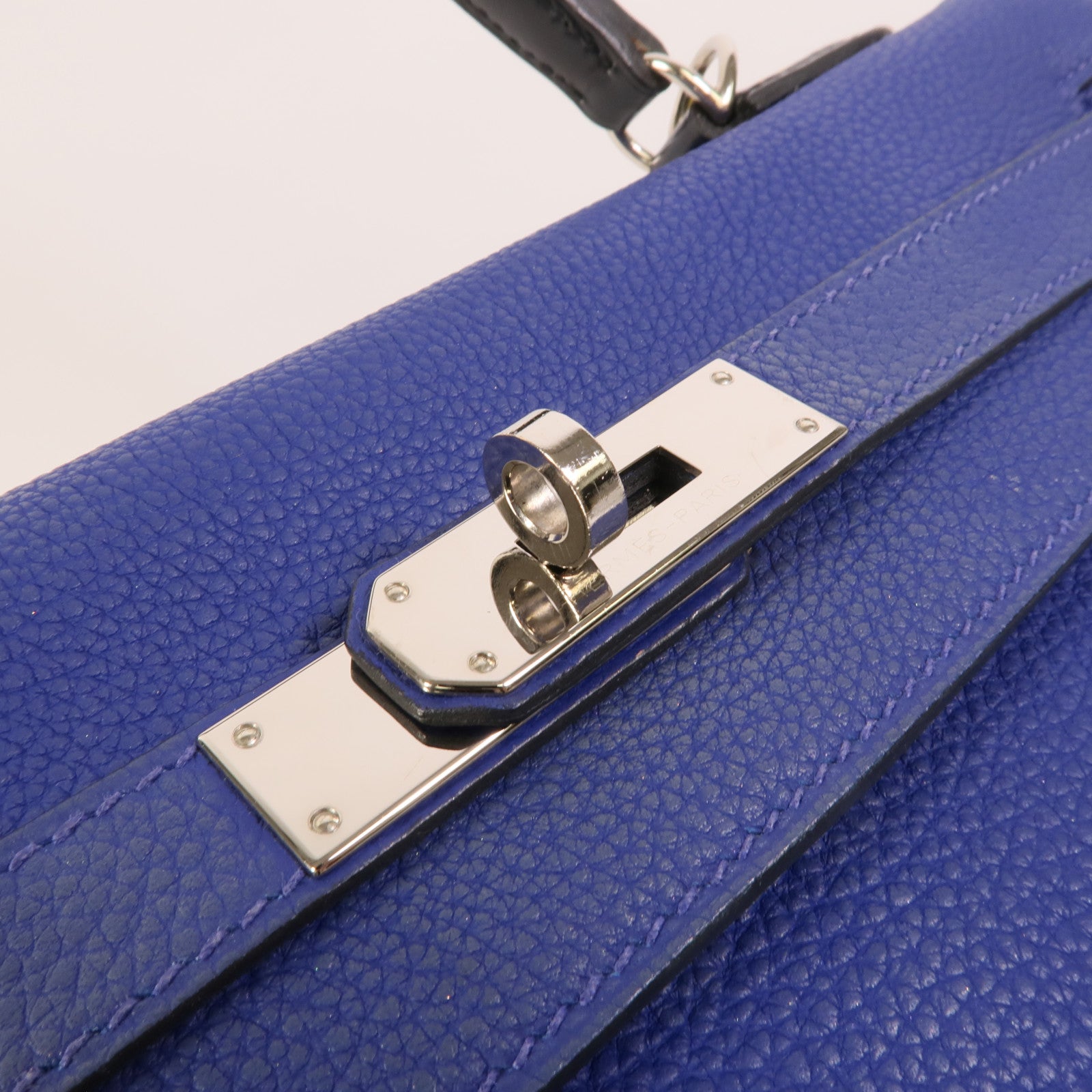 HERMES Togo皮革Kelly 32手挽肩背兩用袋Blue Electrique