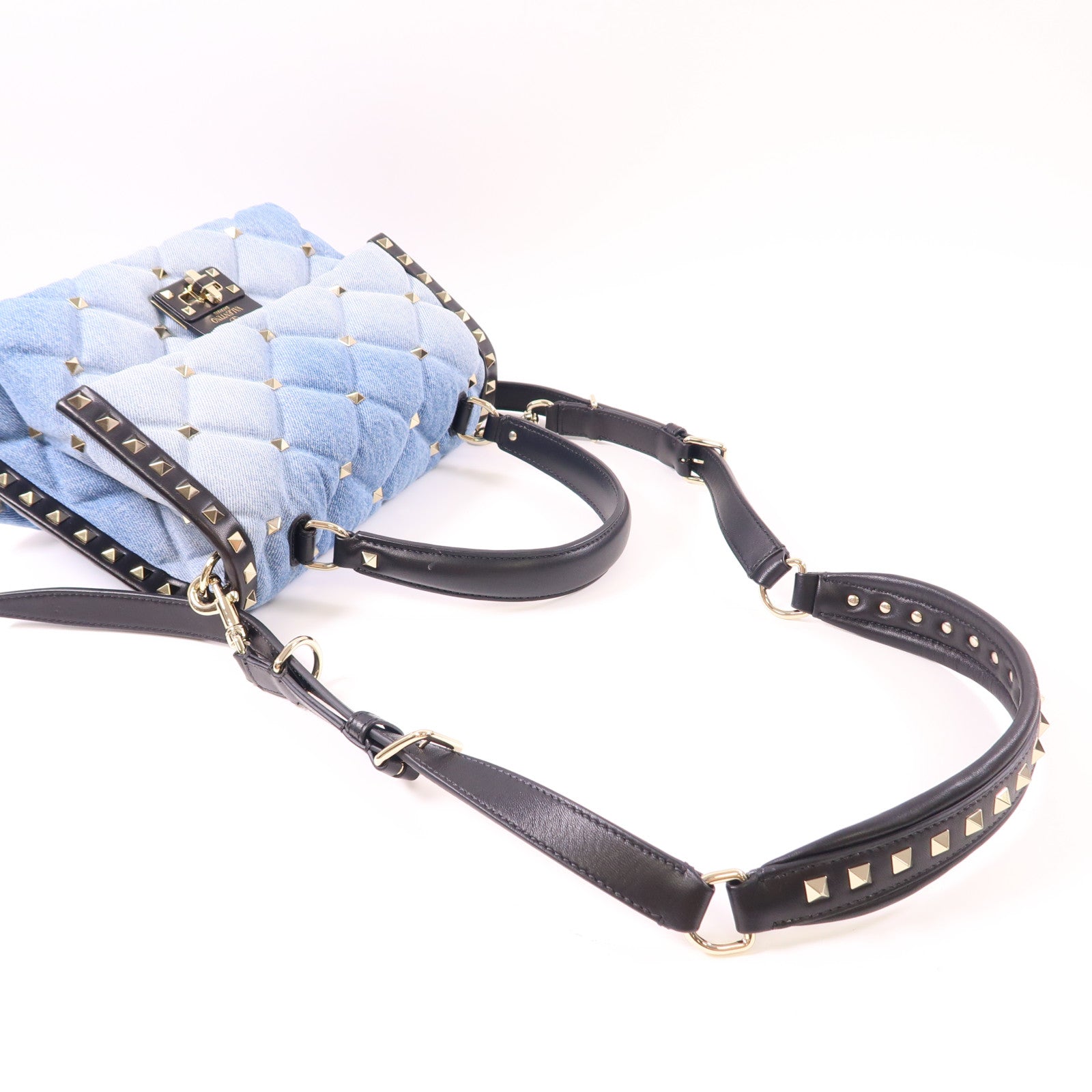Valentino 牛仔布Candy Stud金扣手挽肩背兩用袋