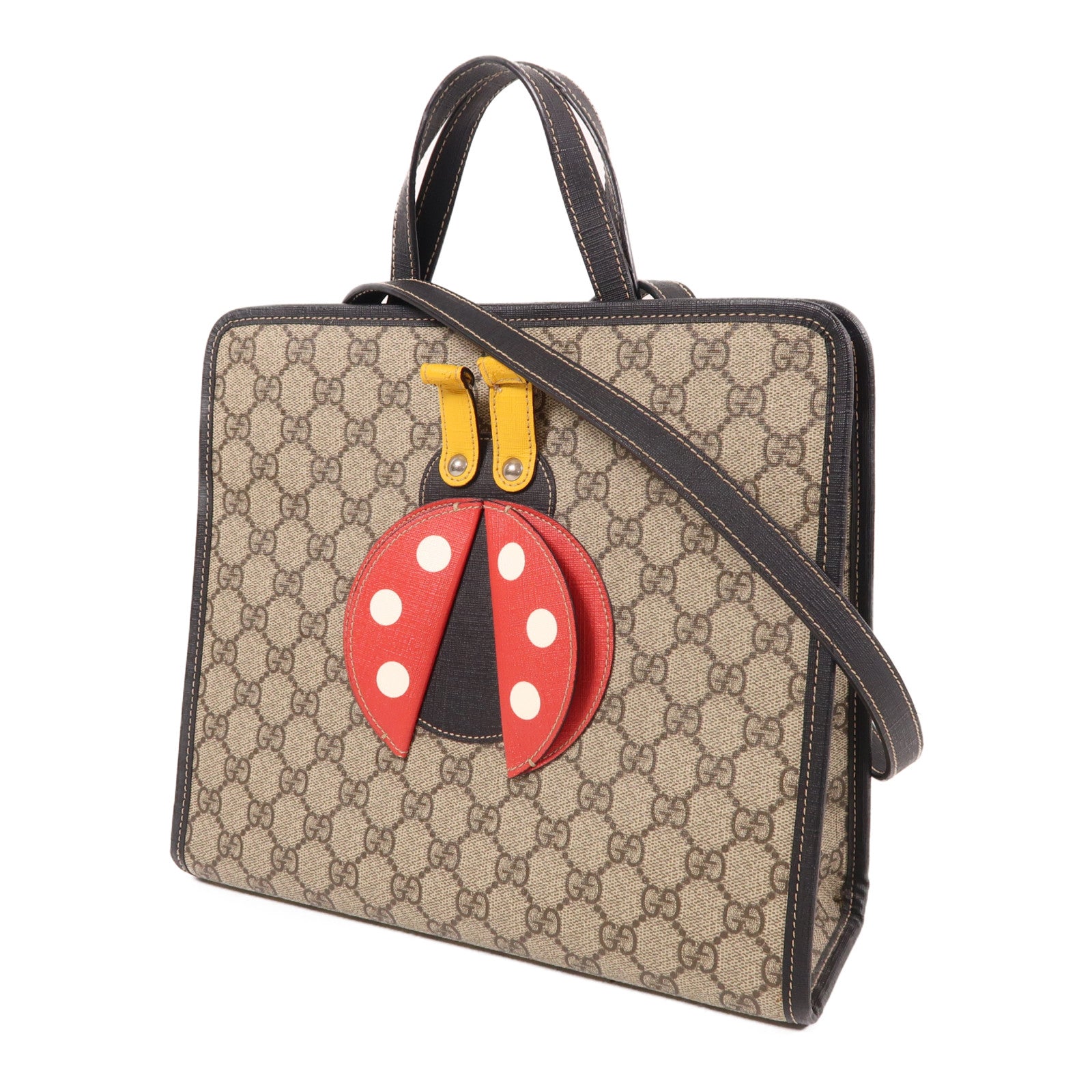 GUCCI 【激減優惠】塗層帆布Tote Bag銀扣手挽肩背兩用袋