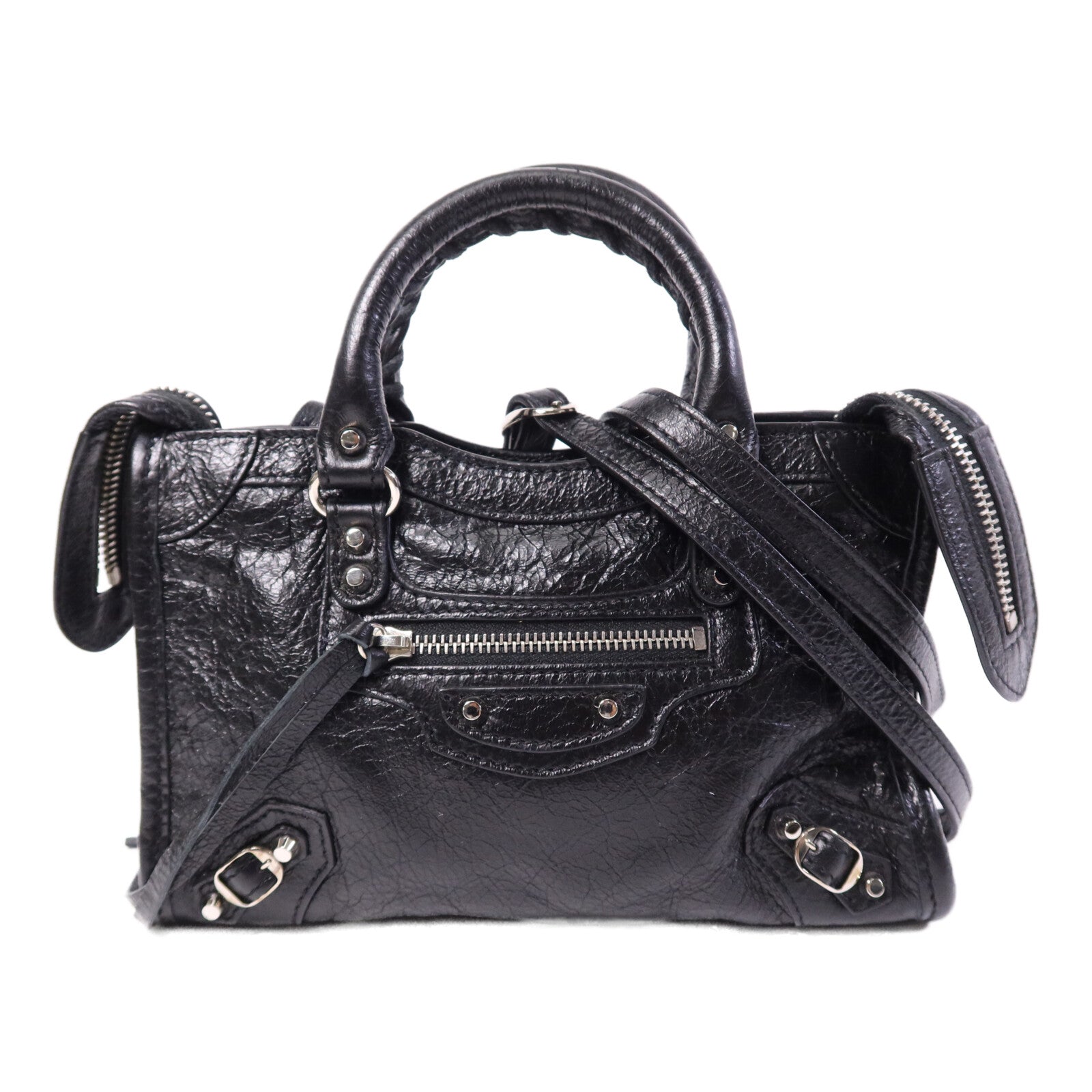 BALENCIAGA 羊皮皮革Nano City銀扣手挽肩背兩用袋