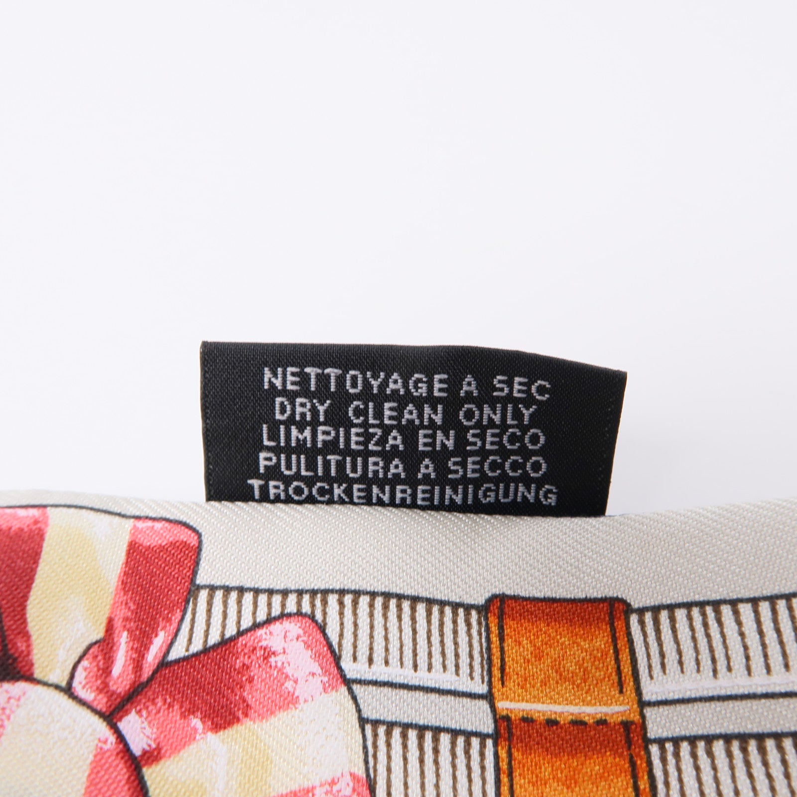 HERMES 絲質Twilly絲巾深藍色/白色/米色/橙色