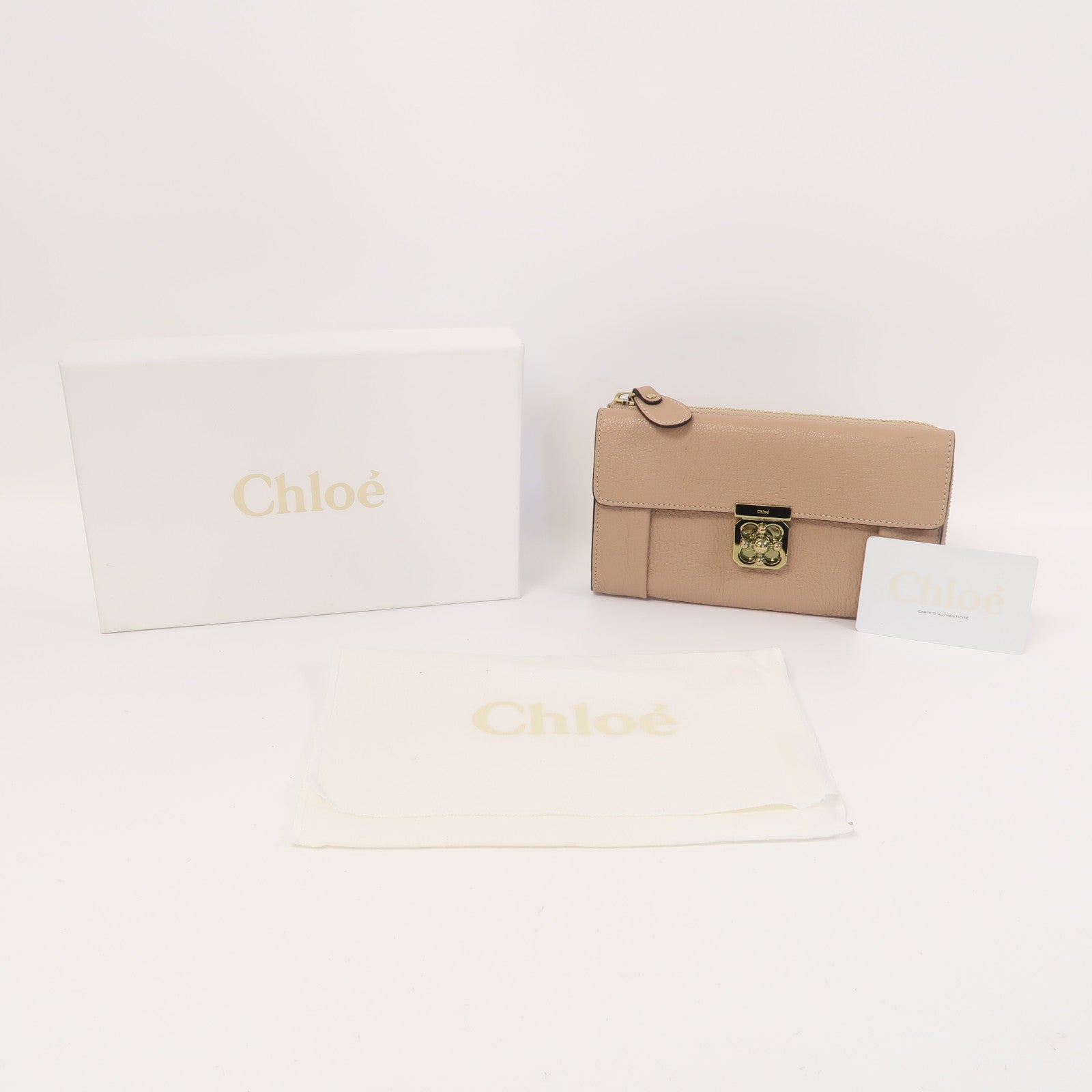 Chloe 皮革Long Wallet金扣長錢包裸色