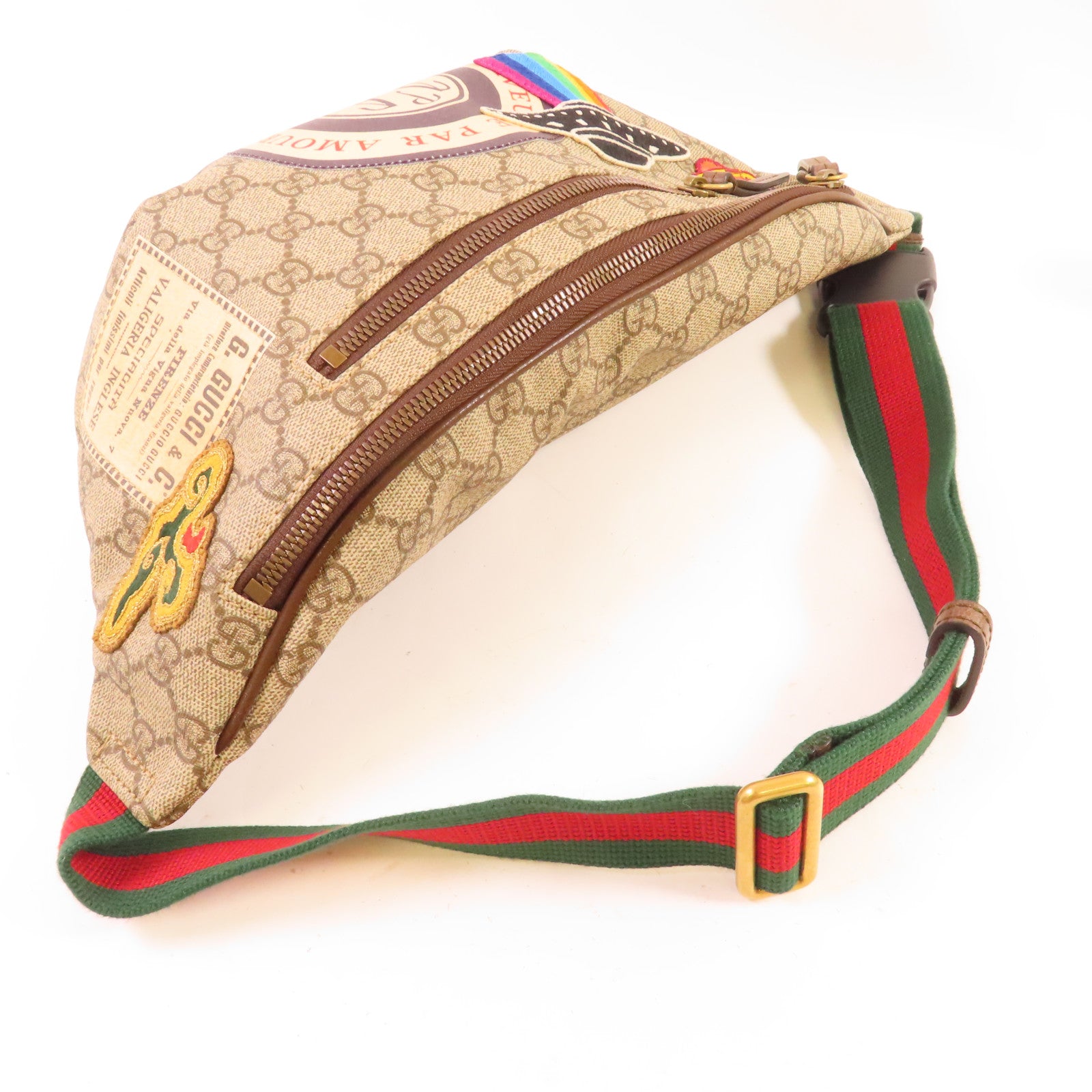GUCCI 塗層帆布Waist Bag金扣腰包灰色