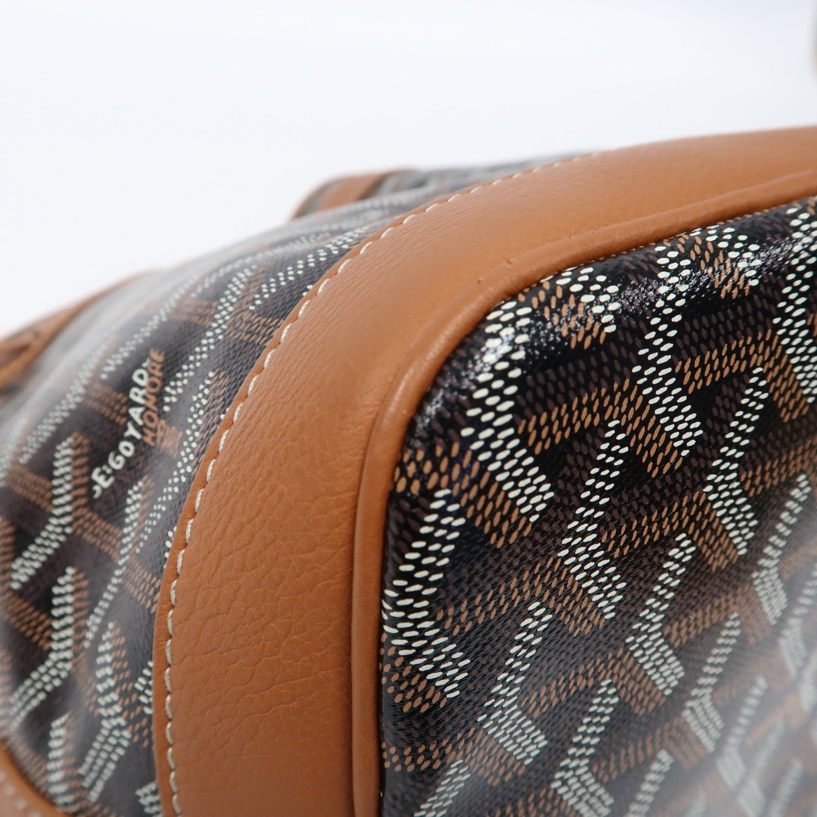 GOYARD 塗層帆布Petit Flot Bucket銀扣肩背袋黑色/啡色