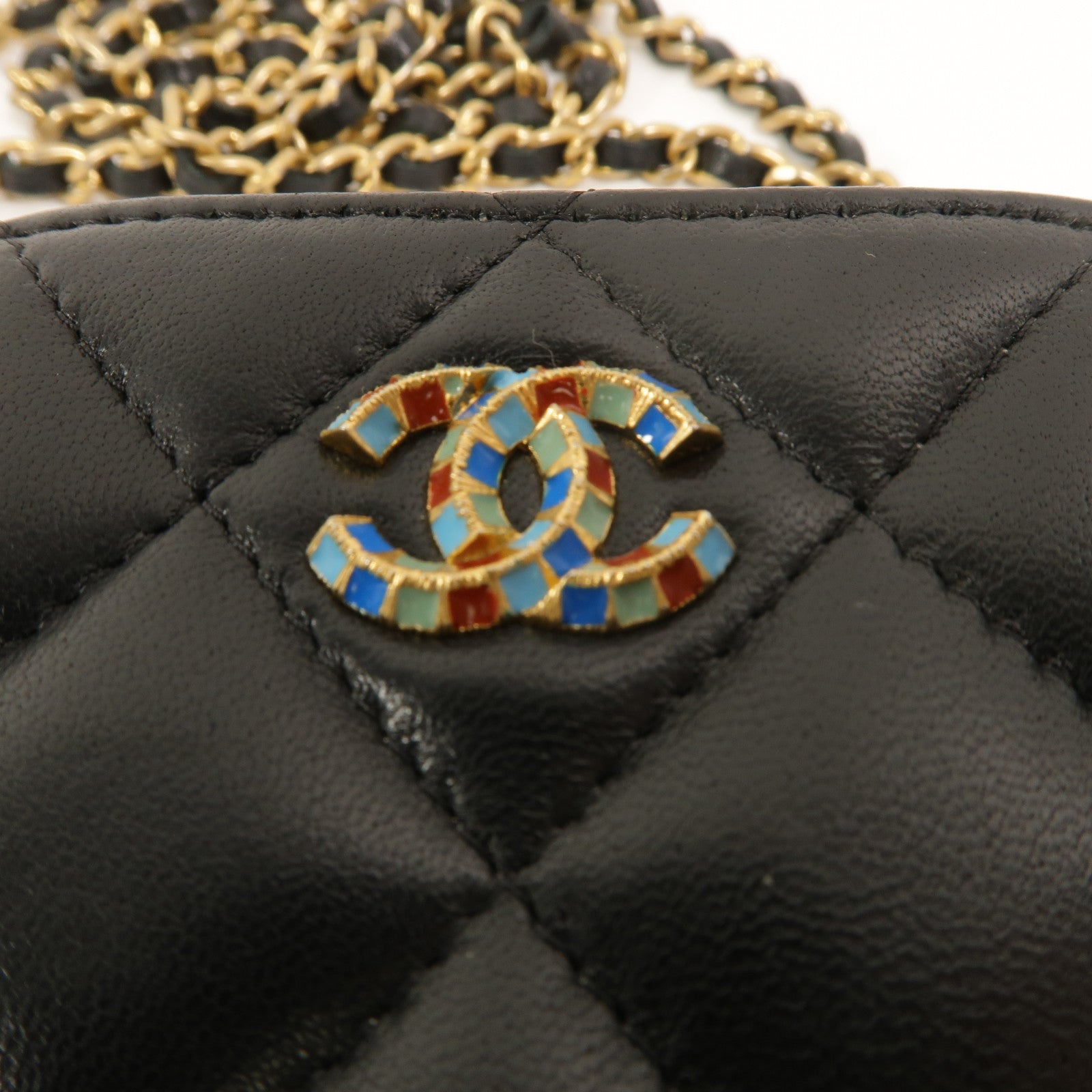 CHANEL 羊皮皮革Phone Bag鏈帶肩背袋