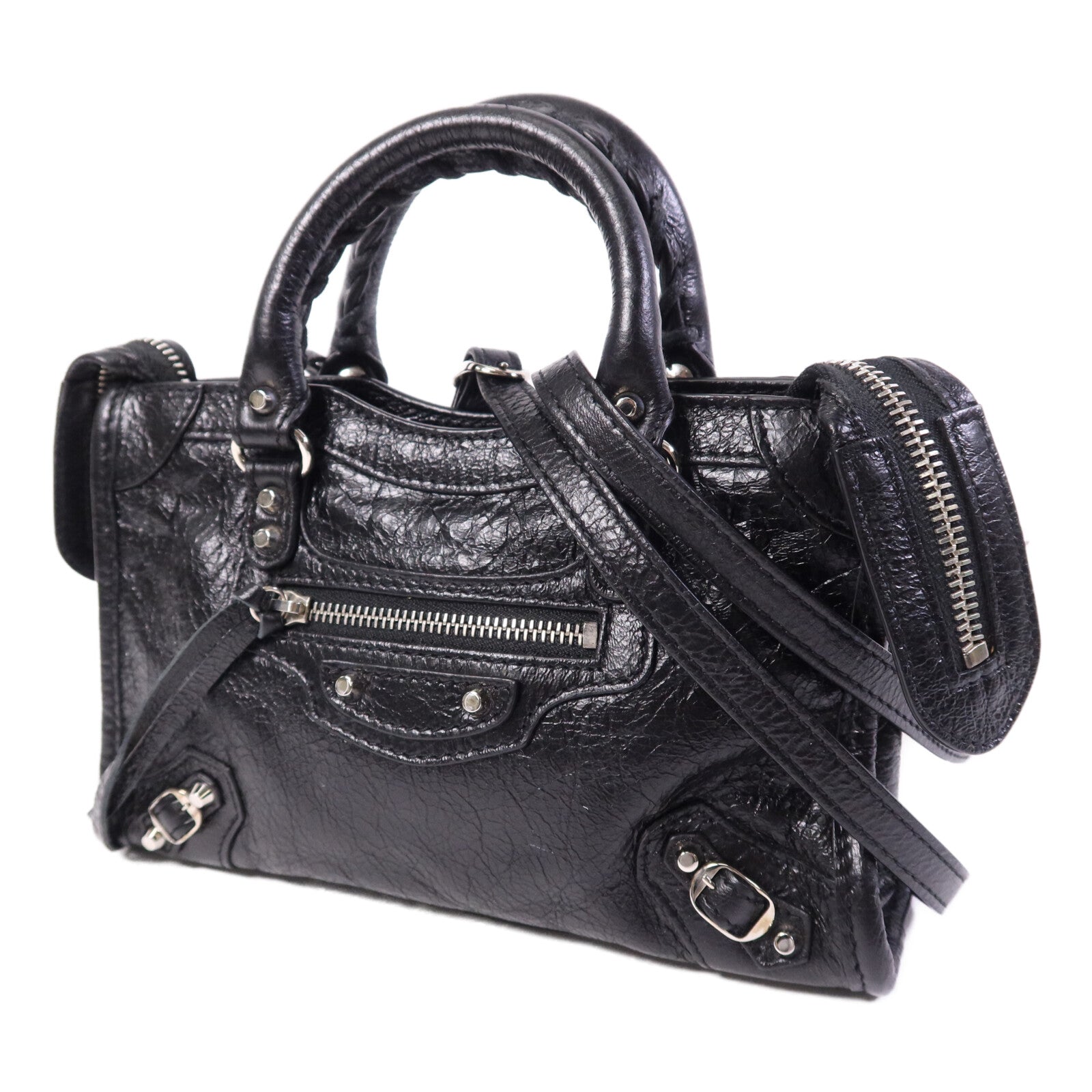 BALENCIAGA 羊皮皮革Nano City銀扣手挽肩背兩用袋