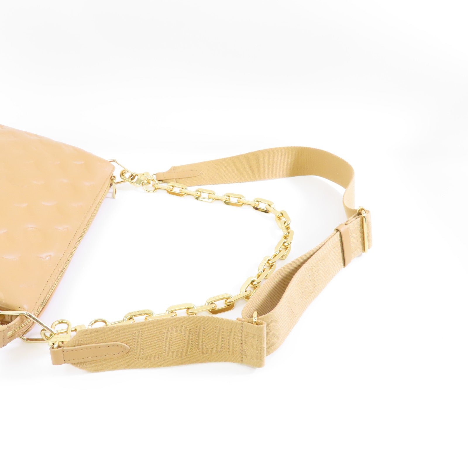 LOUIS VUITTON 【激減優惠】Monogram-Embossed Coussin PM Bag金扣手挽肩背兩用袋駝色