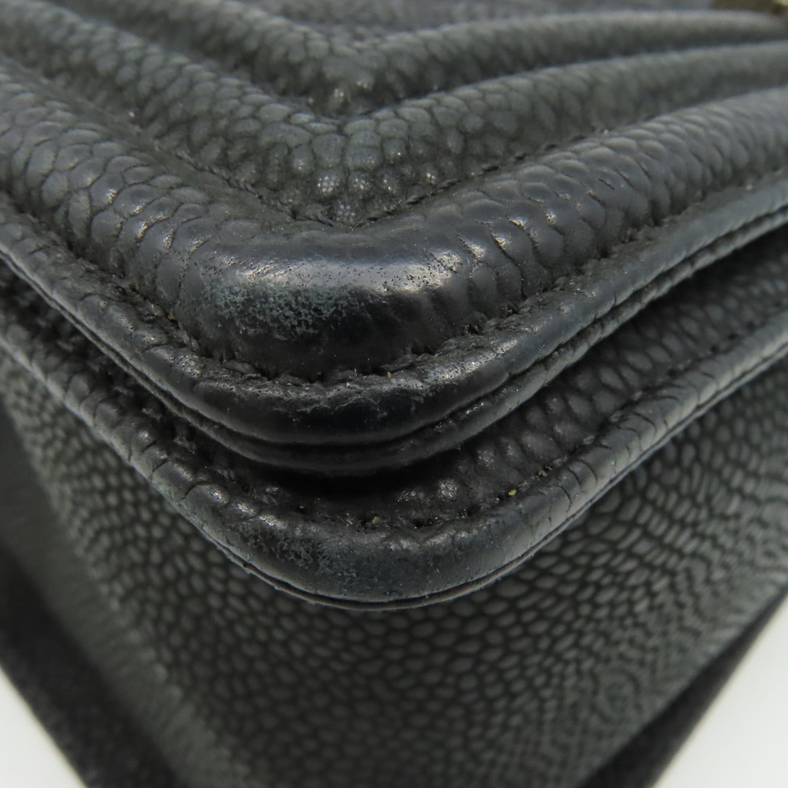 CHANEL 【激減優惠】菱格Caviar皮革Boy Chanel 25cm Chain Shoulder Bag銀扣鏈帶肩背袋黑色