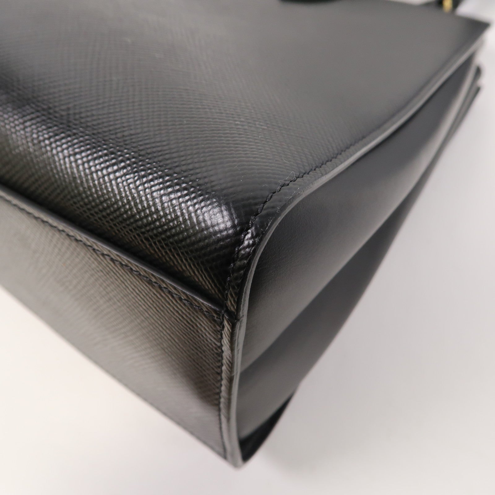PRADA 牛皮皮革Shoulder Bag金扣手挽肩背兩用袋黑色
